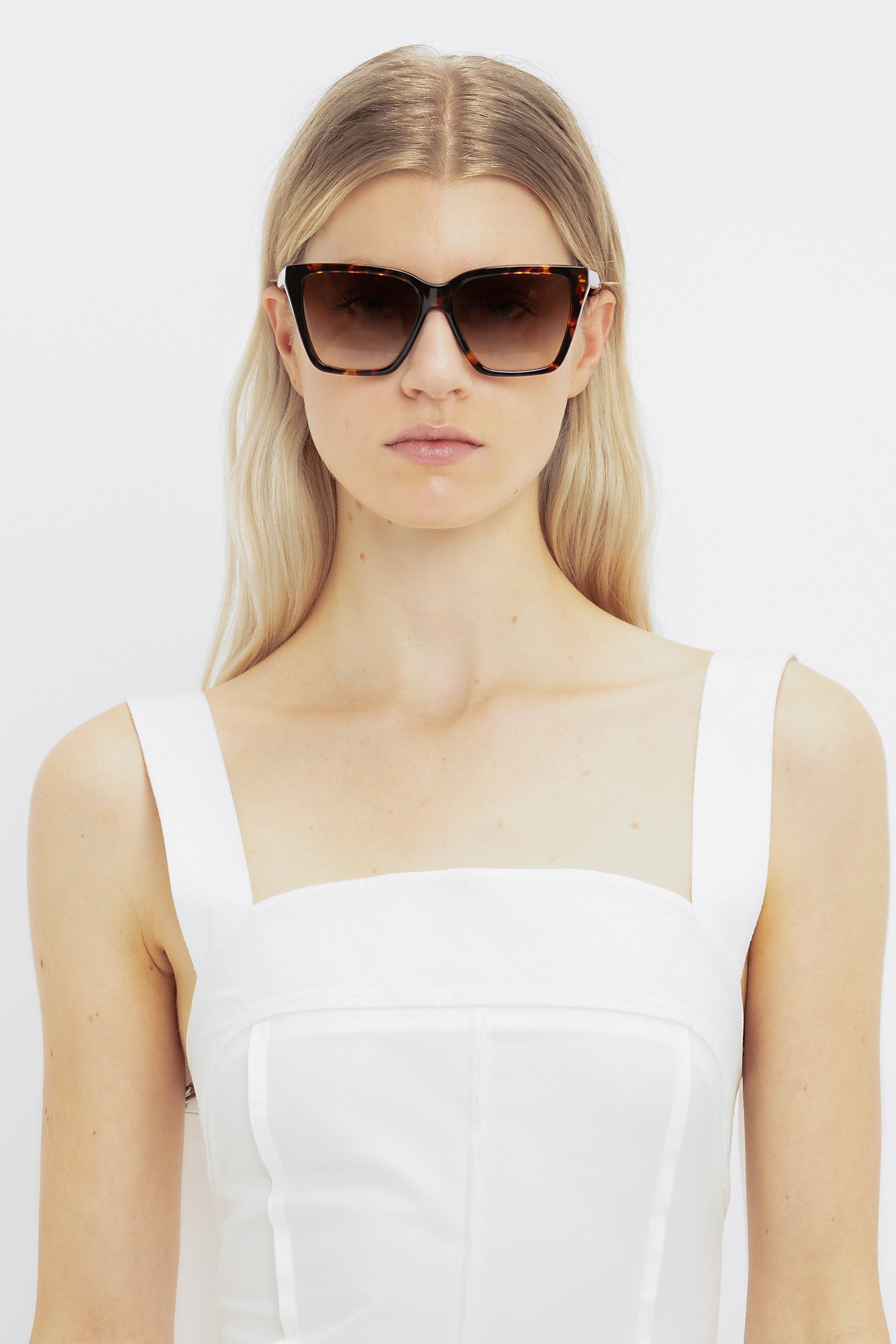 Soft Square Frame Sunglasses In Dark Havana sold by Victoria Beckham product image thumbnail 7
