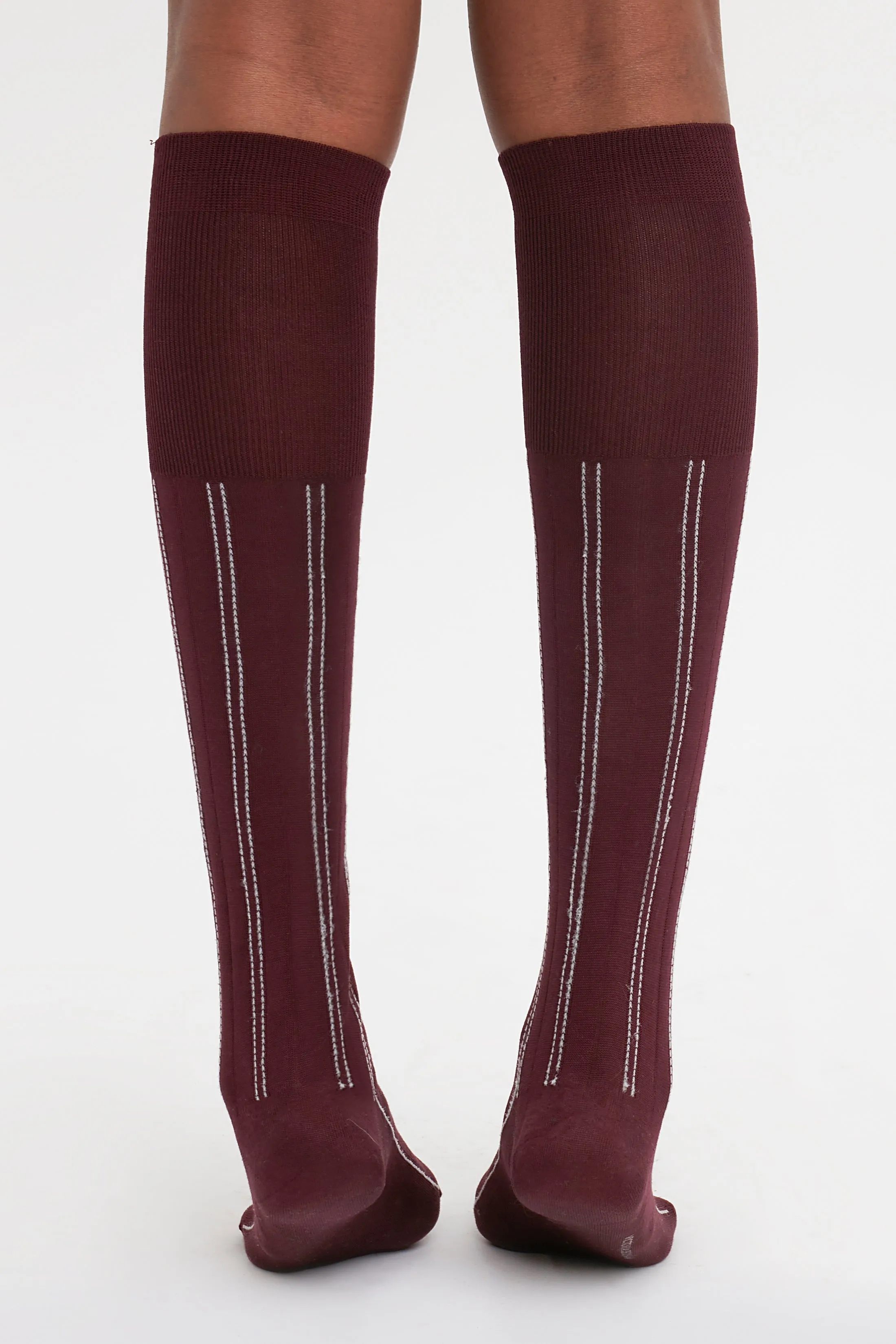 Superfine Rib Socks In Burgundy sold by Victoria Beckham product image thumbnail 4