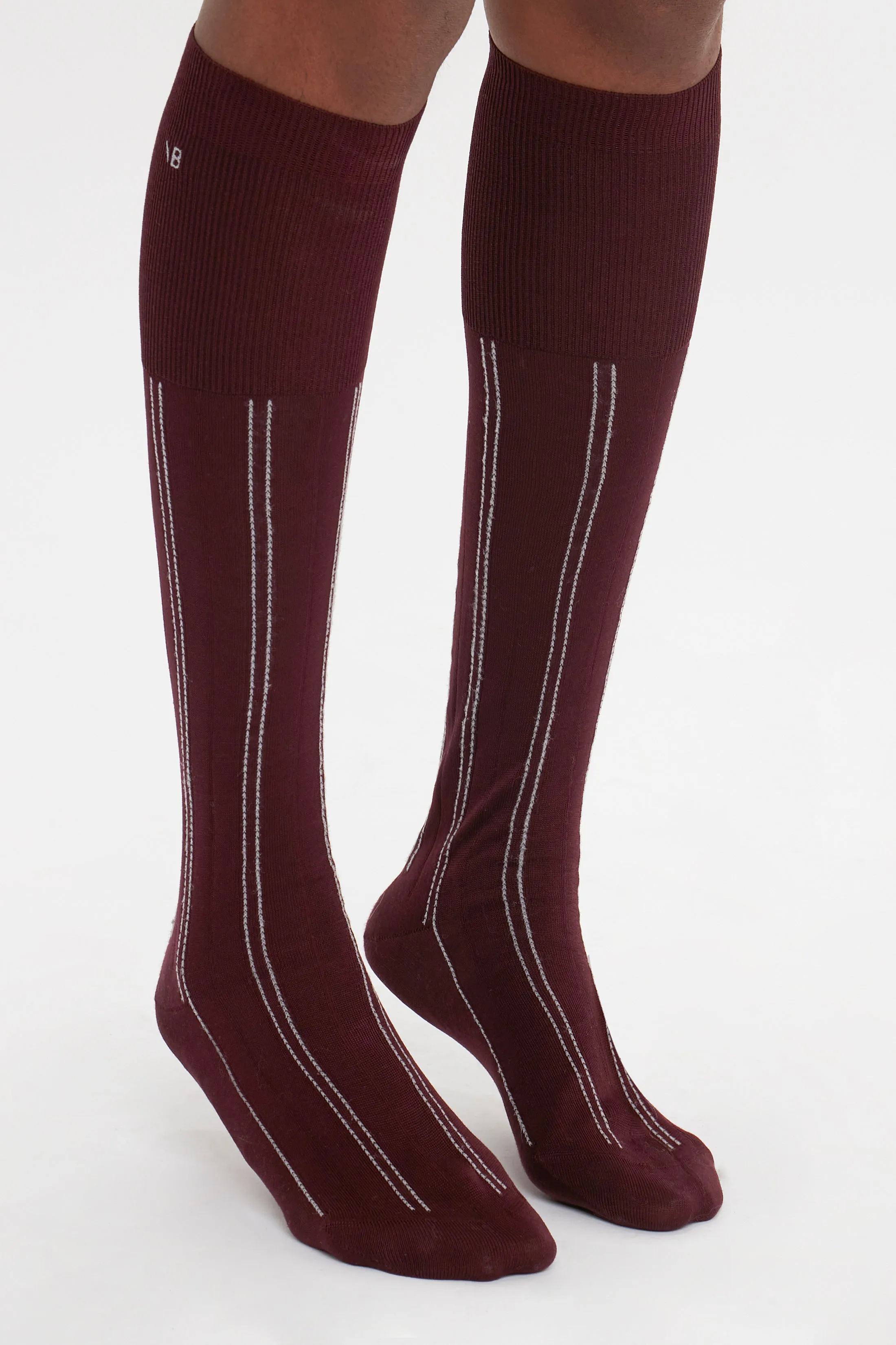 Superfine Rib Socks In Burgundy sold by Victoria Beckham product image thumbnail 2