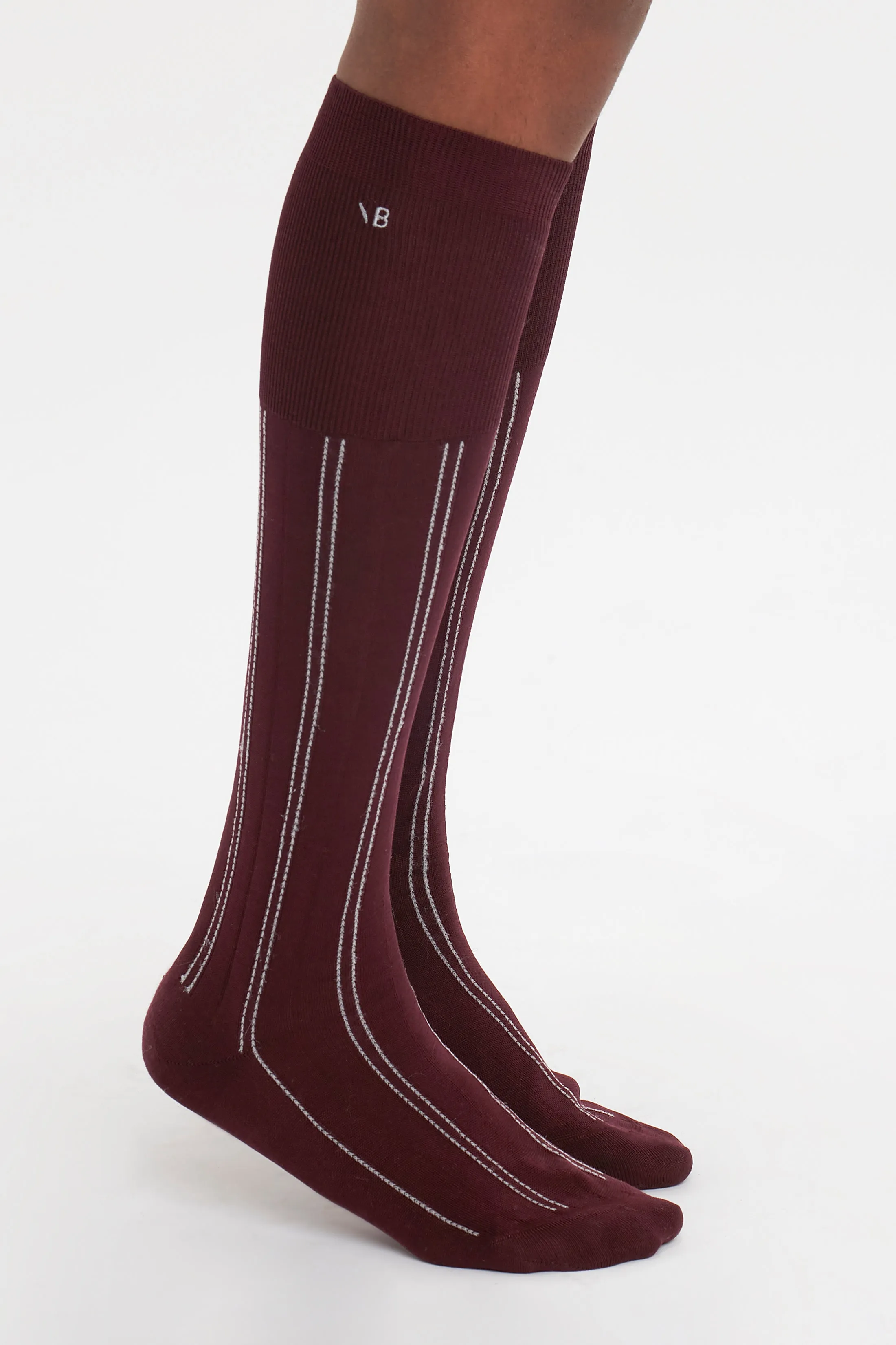 Superfine Rib Socks In Burgundy sold by Victoria Beckham product image thumbnail 3