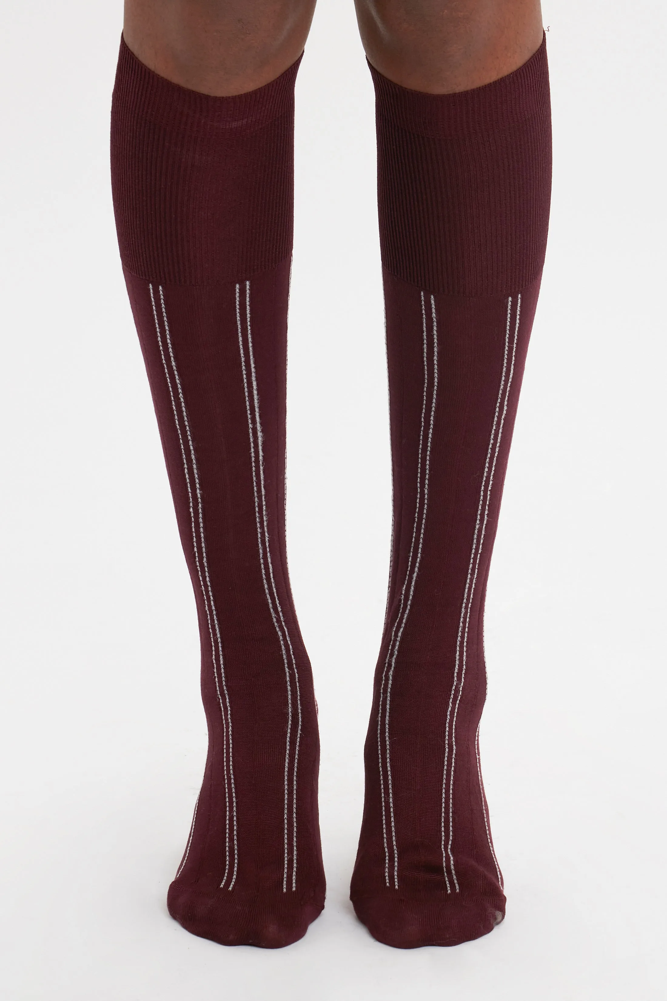 Superfine Rib Socks In Burgundy sold by Victoria Beckham