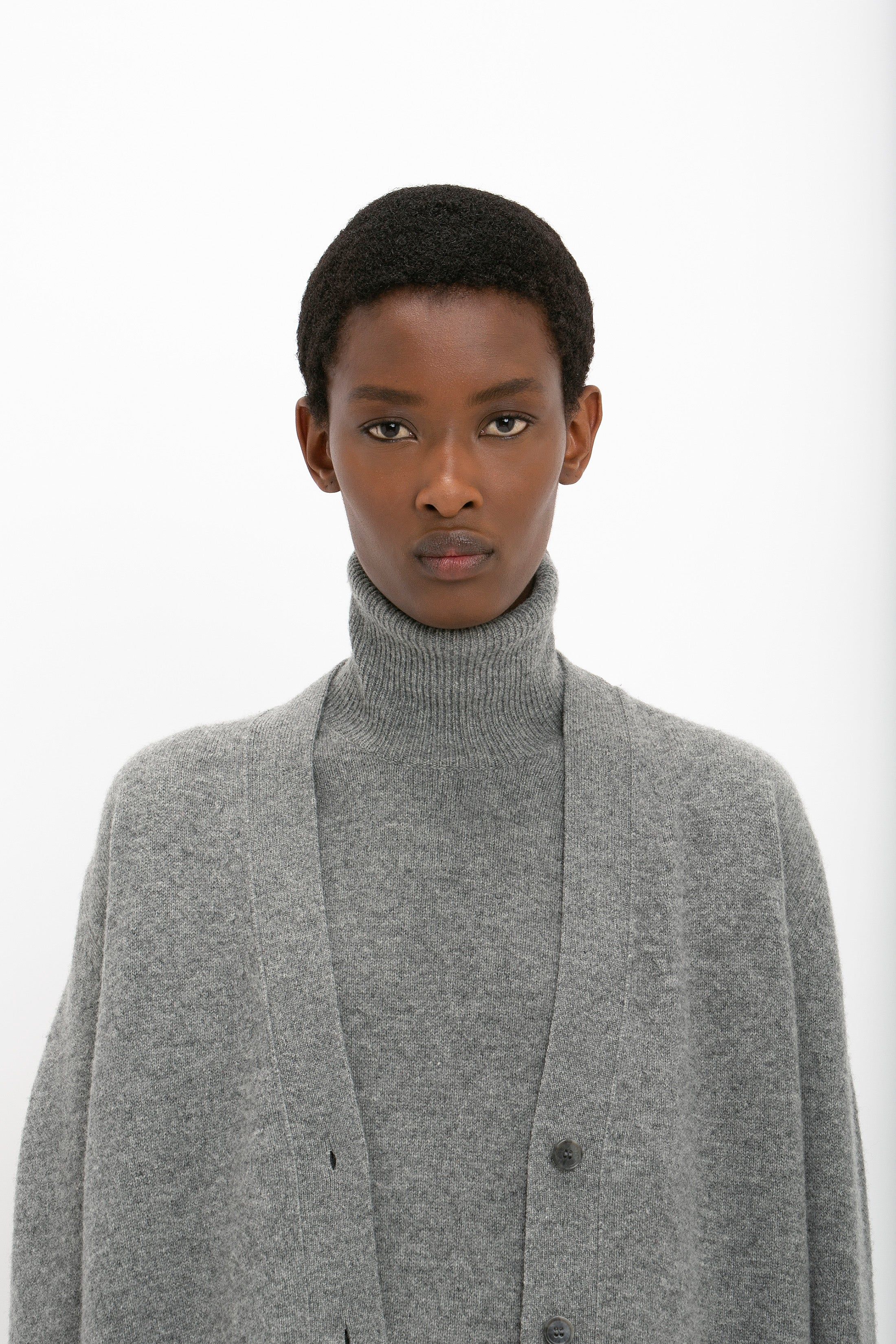 Double Layer Cardigan In Grey Melange sold by Victoria Beckham product image thumbnail 5