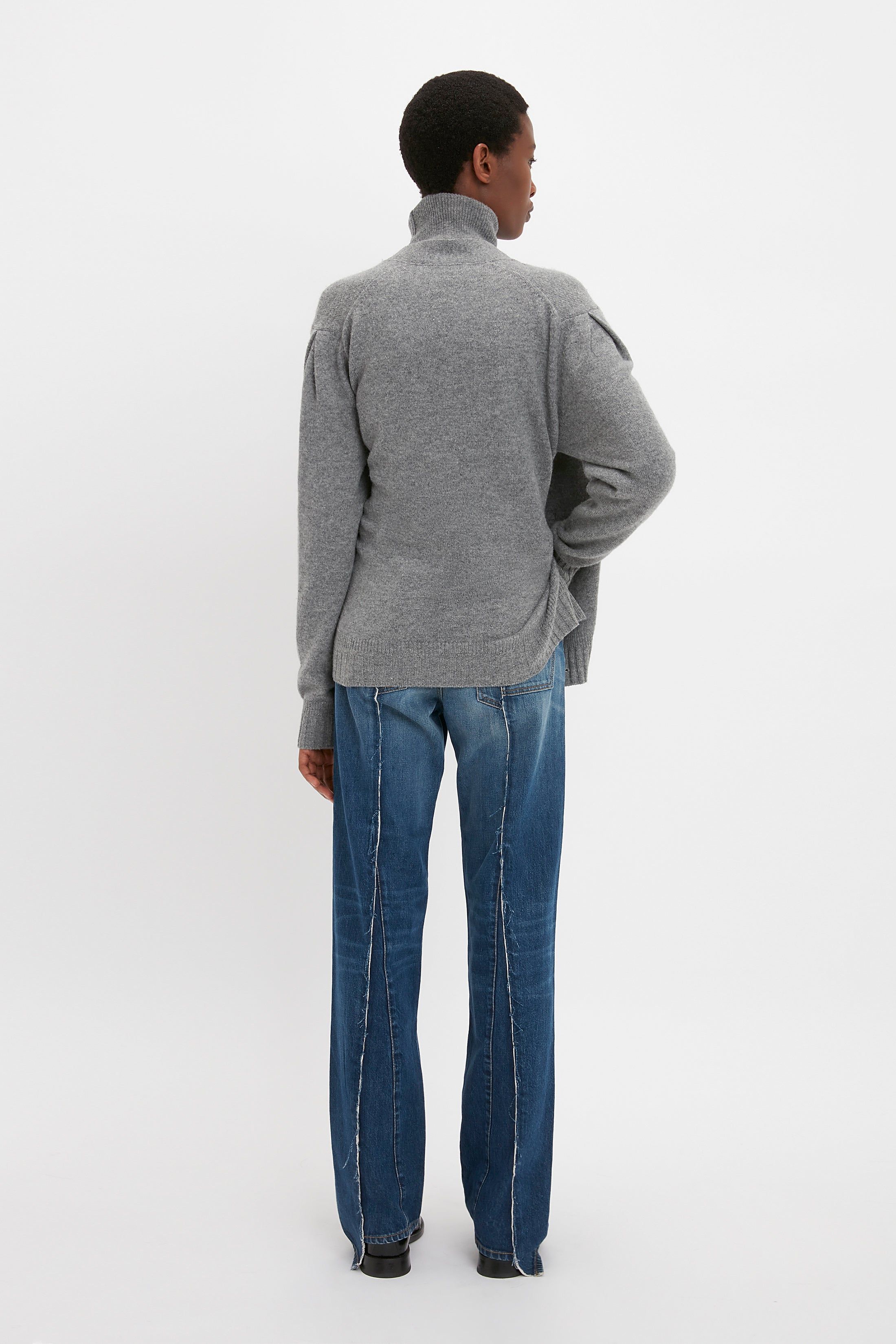 Double Layer Cardigan In Grey Melange sold by Victoria Beckham product image thumbnail 4