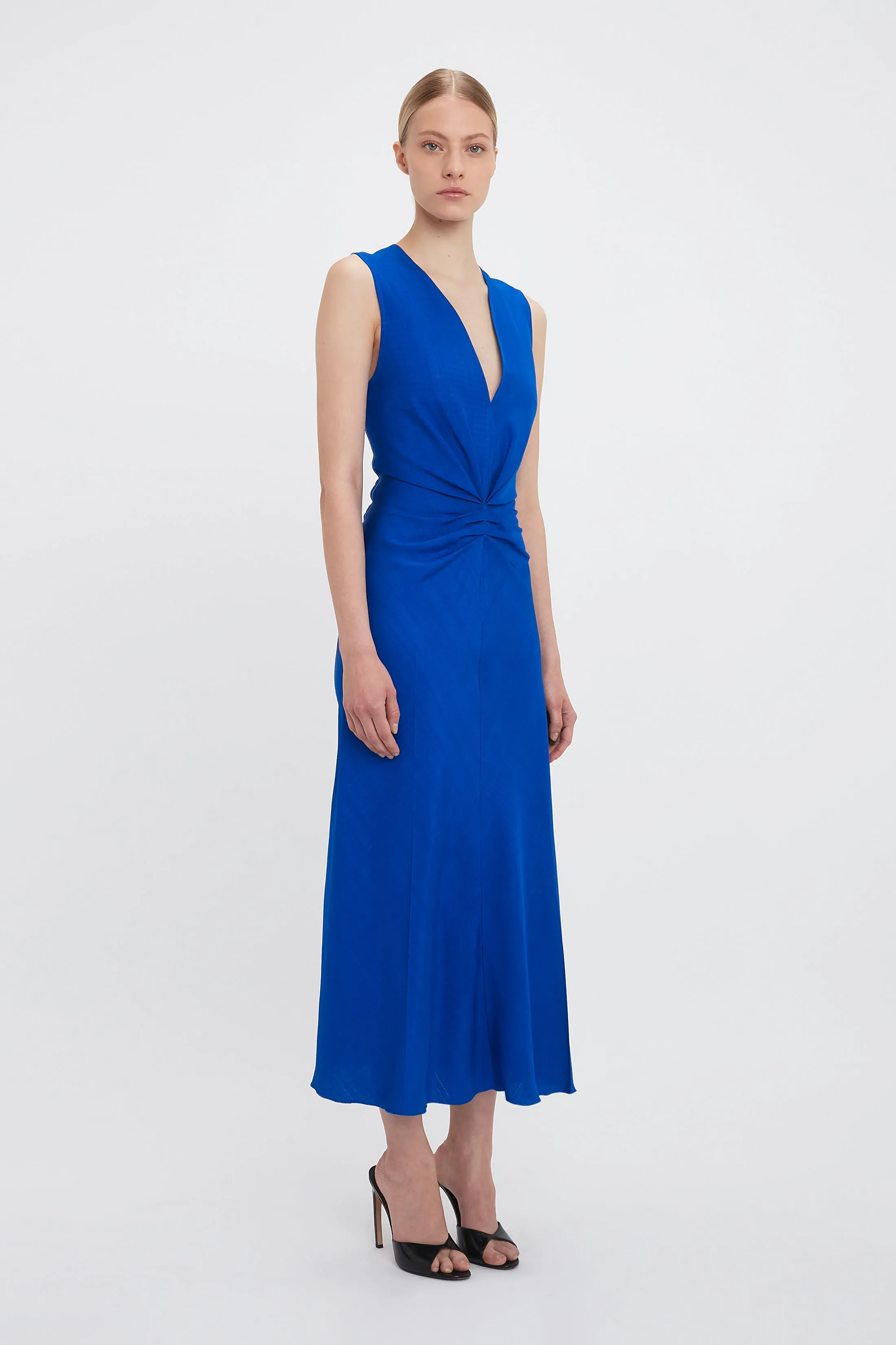 Sleeveless Gathered Waist Midi Dress In Palace Blue sold by Victoria Beckham product image thumbnail 2