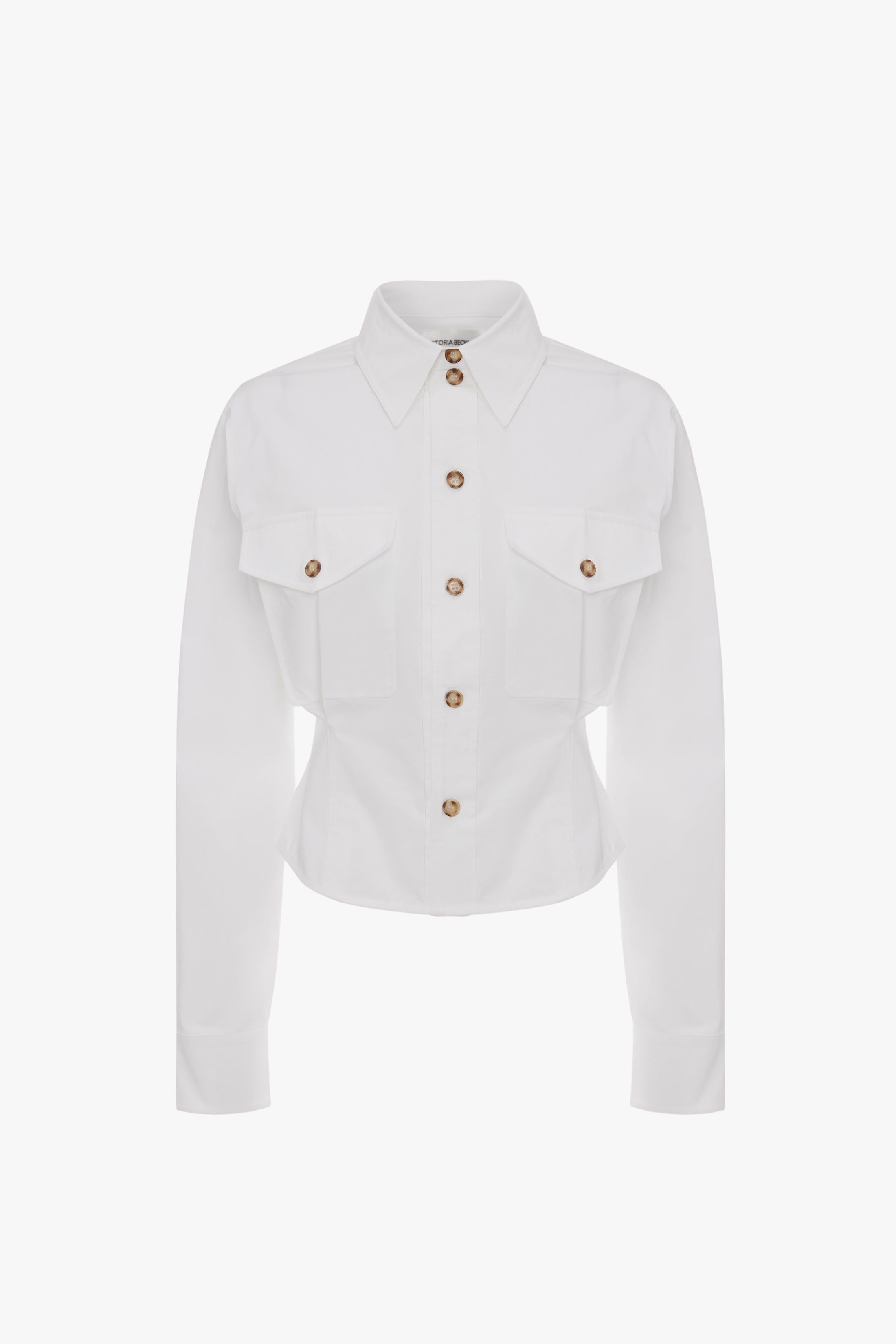 Cropped Fitted Shirt In White sold by Victoria Beckham product image thumbnail 5