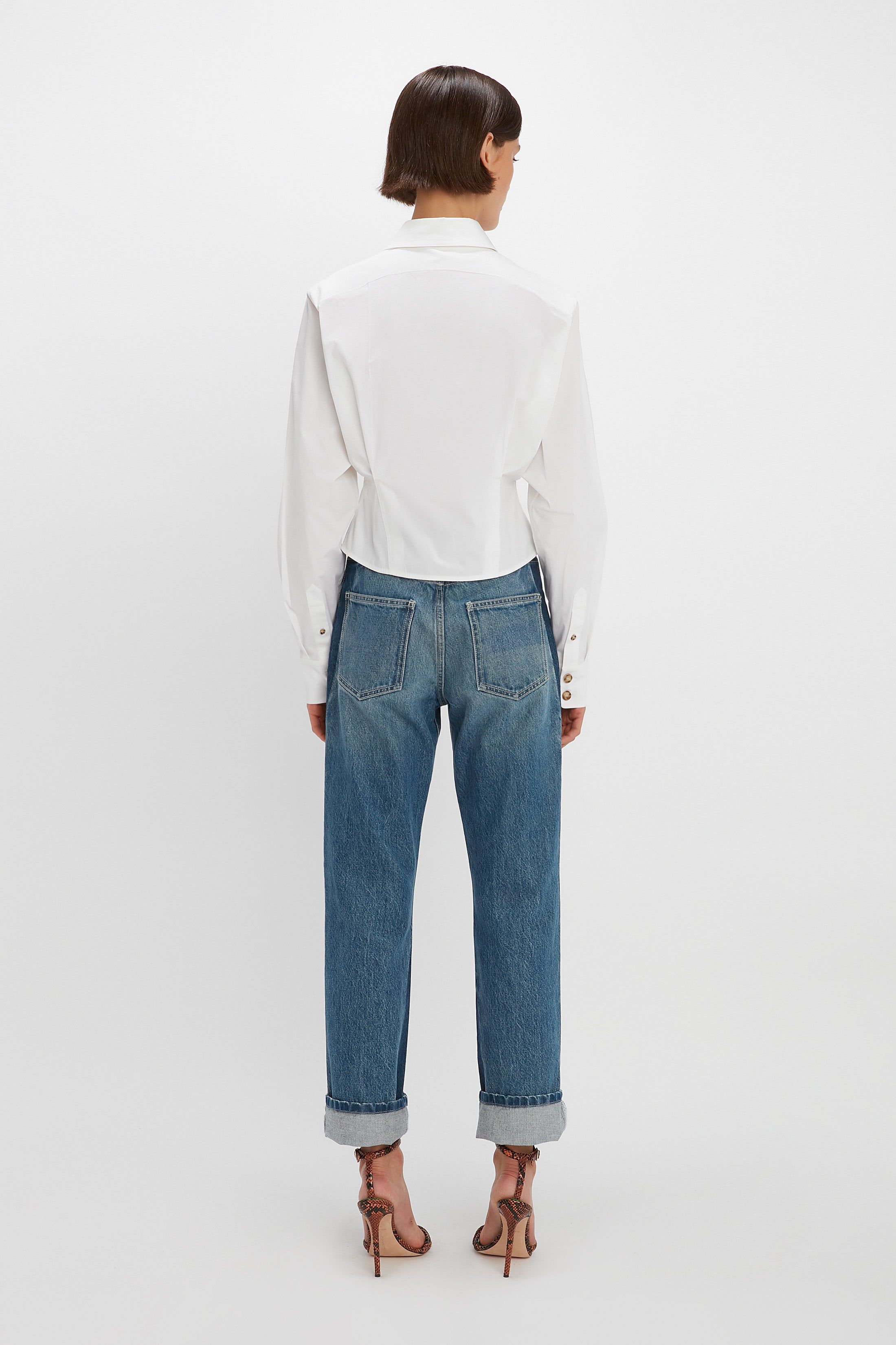 Cropped Fitted Shirt In White sold by Victoria Beckham product image thumbnail 3