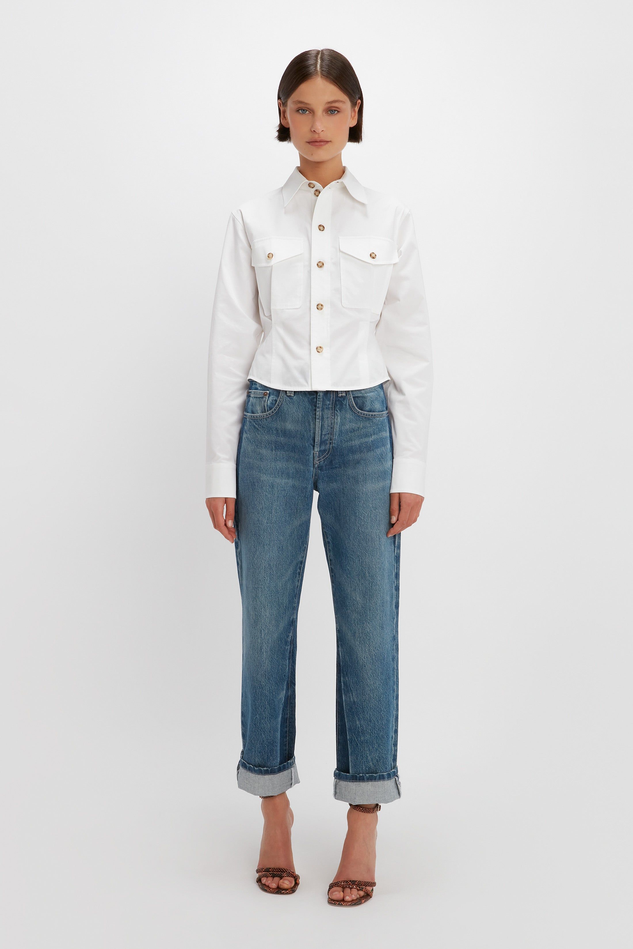 Cropped Fitted Shirt In White sold by Victoria Beckham