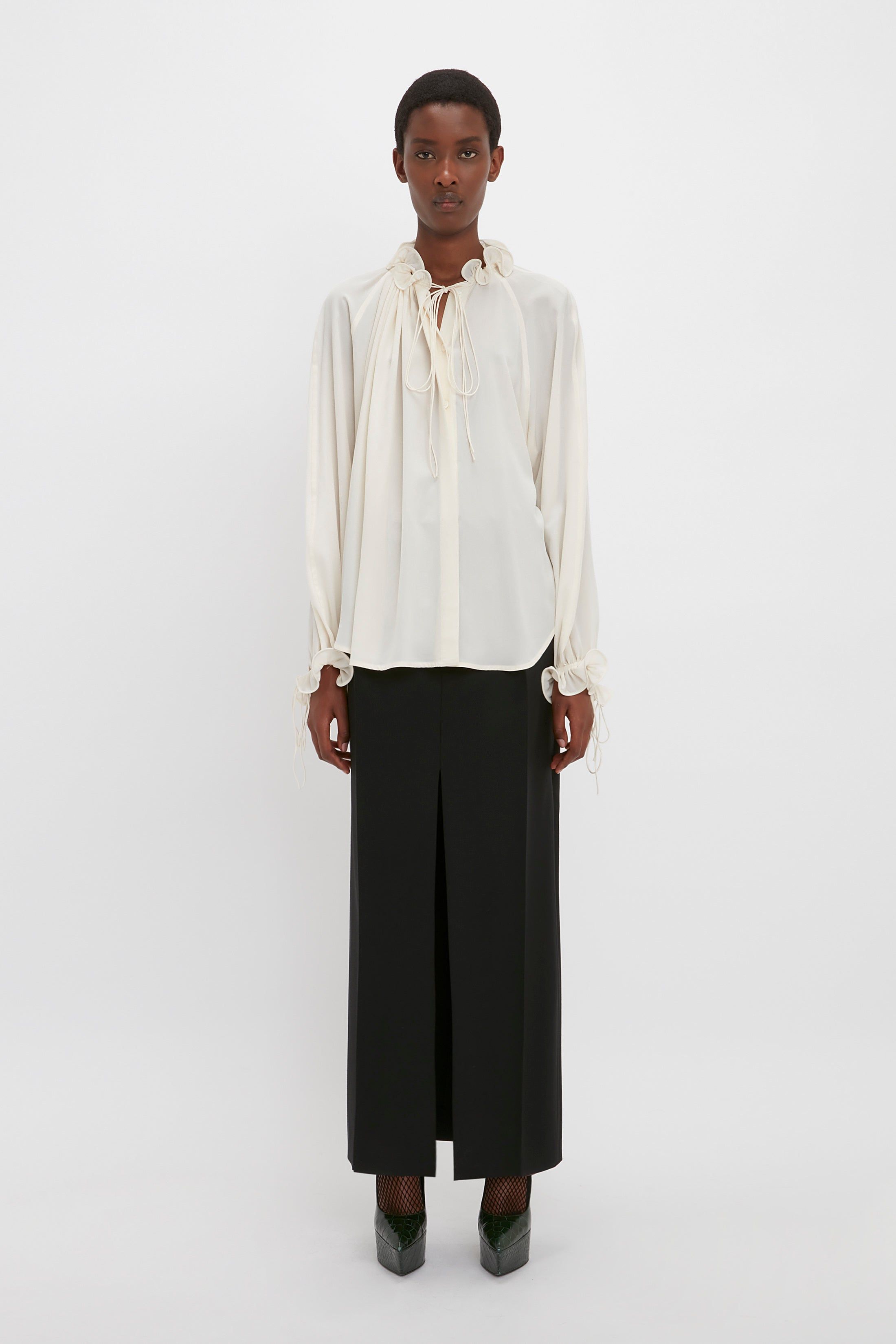 Ruched Detail Blouse In Vanilla sold by Victoria Beckham product image thumbnail 2