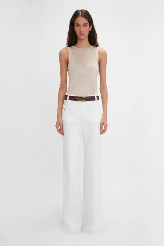 Alina High Waisted Stretch Jean In Washed White sold by Victoria Beckham