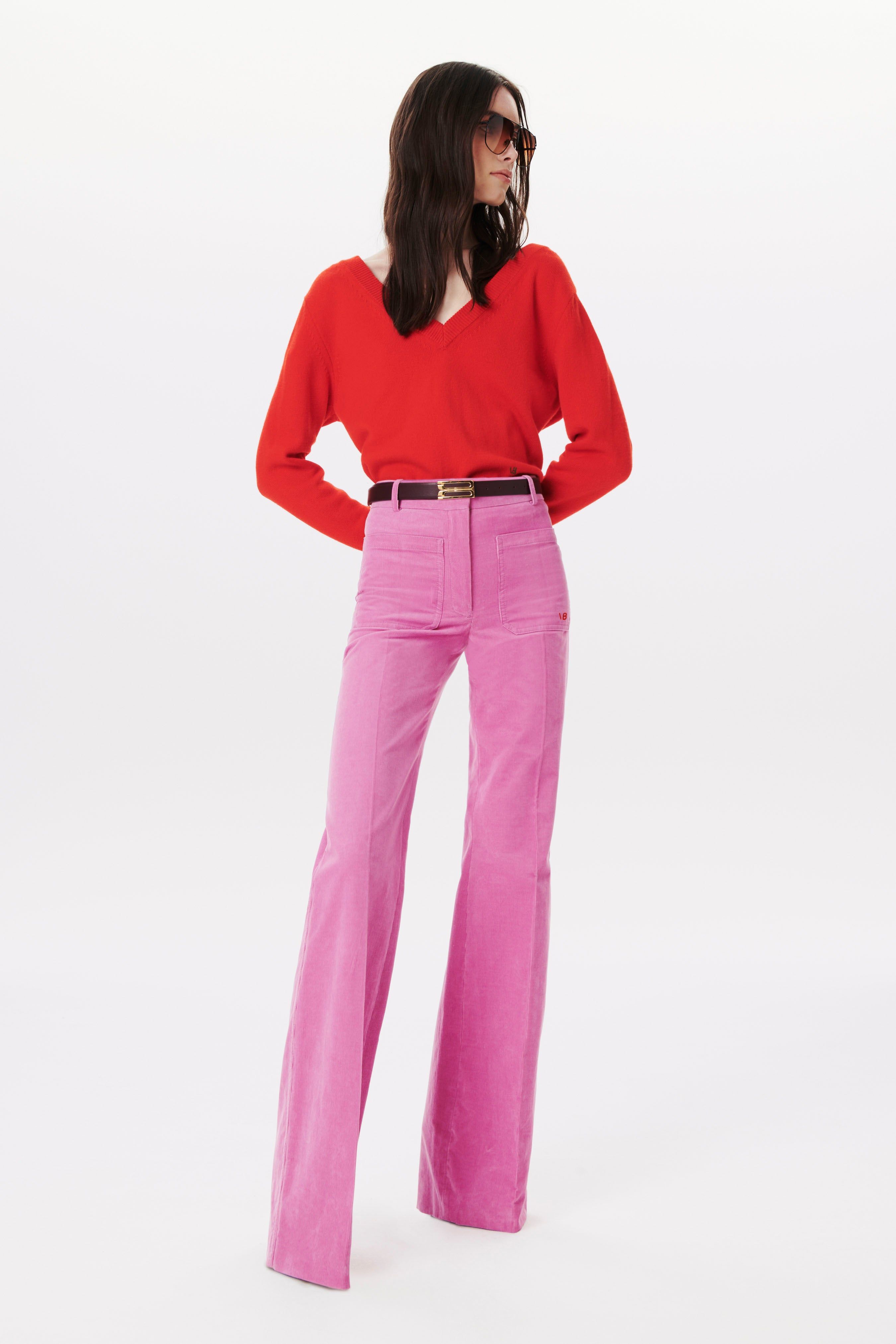 Double V-Neck Jumper in Red sold by Victoria Beckham