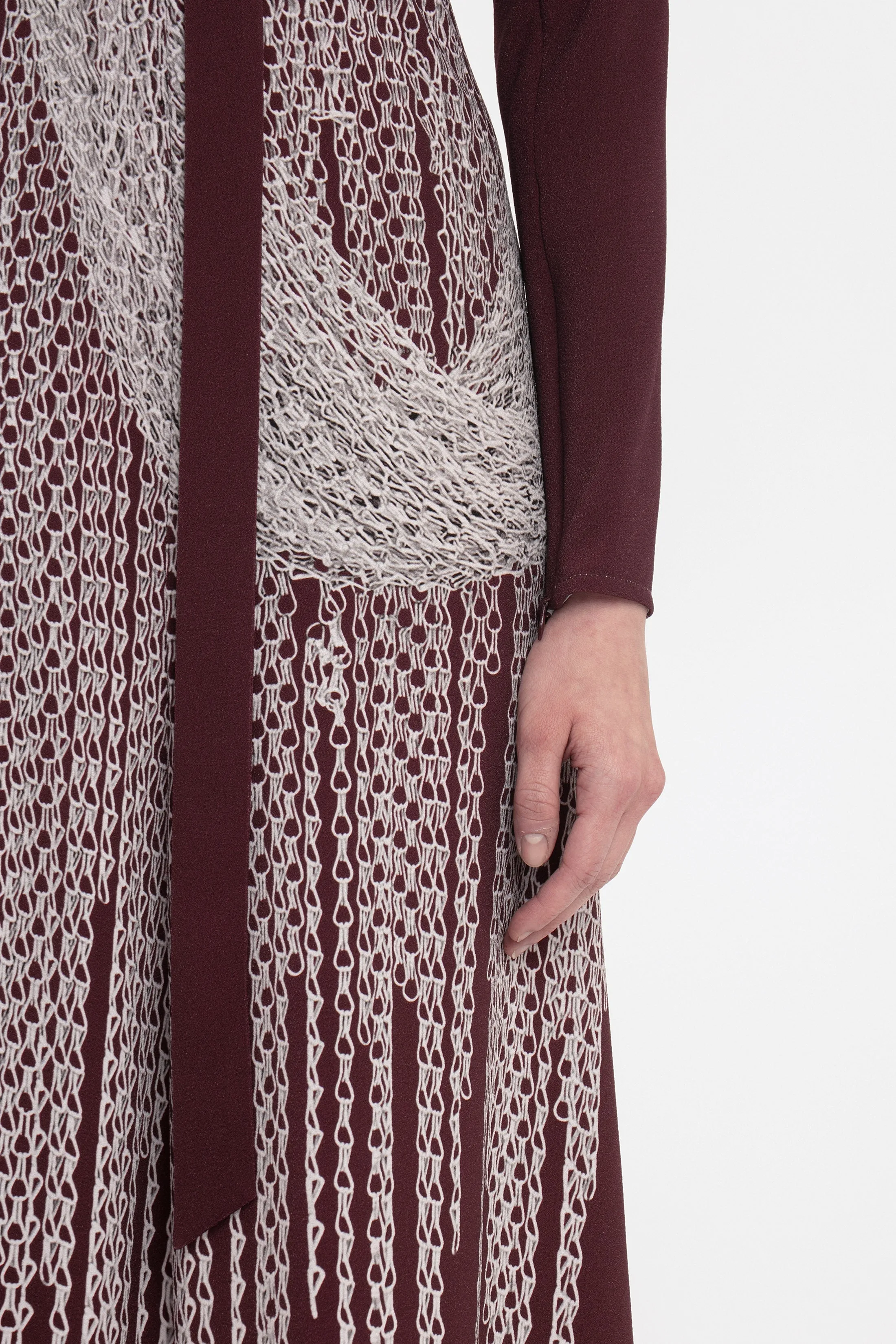 Keyhole Dolman Midi Dress In Port-Silver Chain Print sold by Victoria Beckham product image thumbnail 4