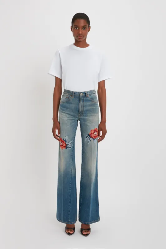 Mid-Rise Loose Flare Jean In Vintage Blue sold by Victoria Beckham