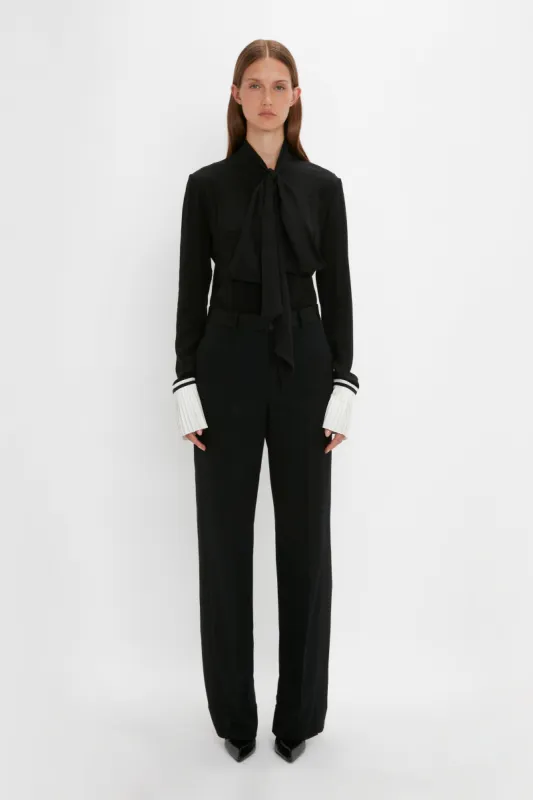 Pleat Cuff Blouse In Black sold by Victoria Beckham