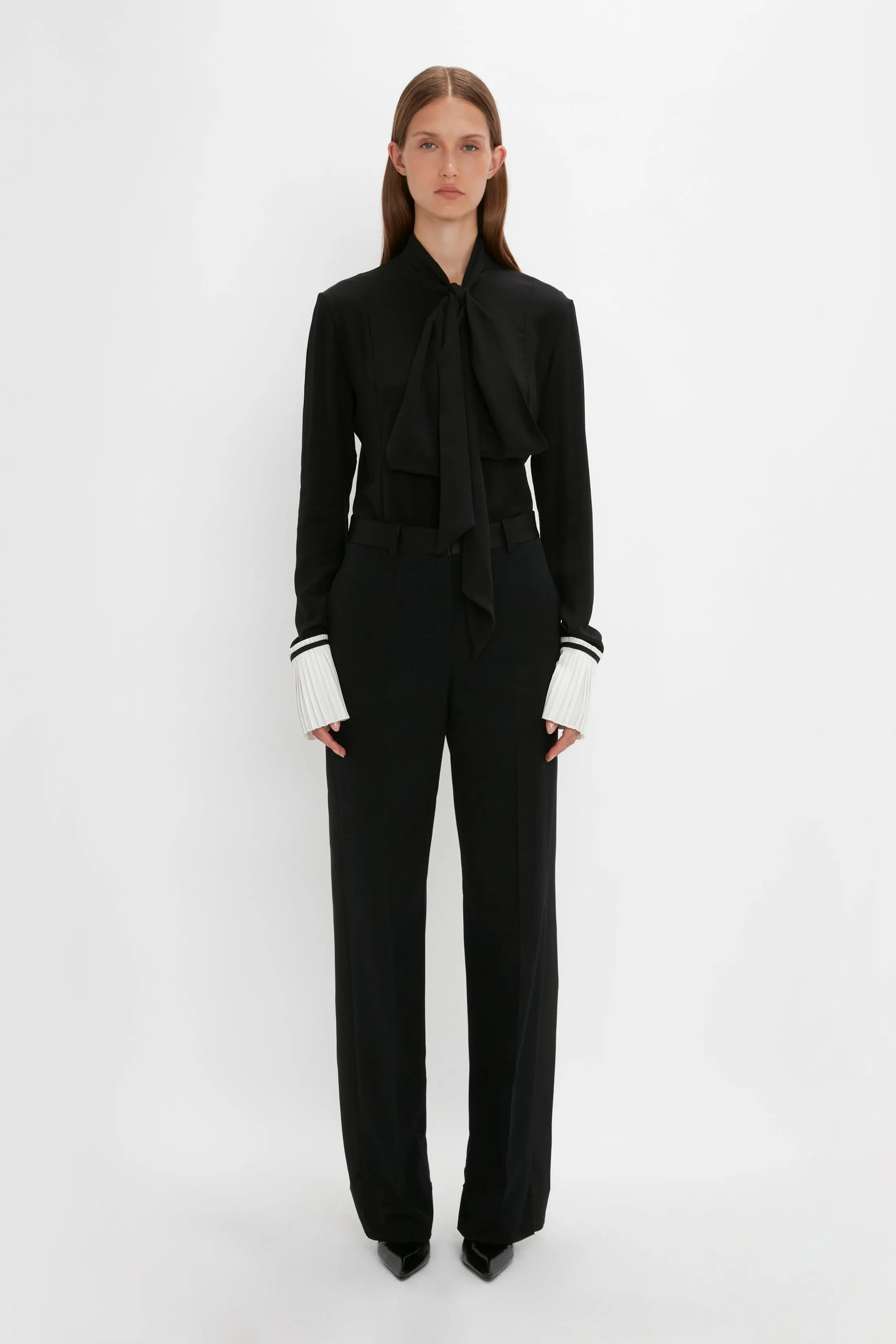 Pleat Cuff Blouse In Black sold by Victoria Beckham