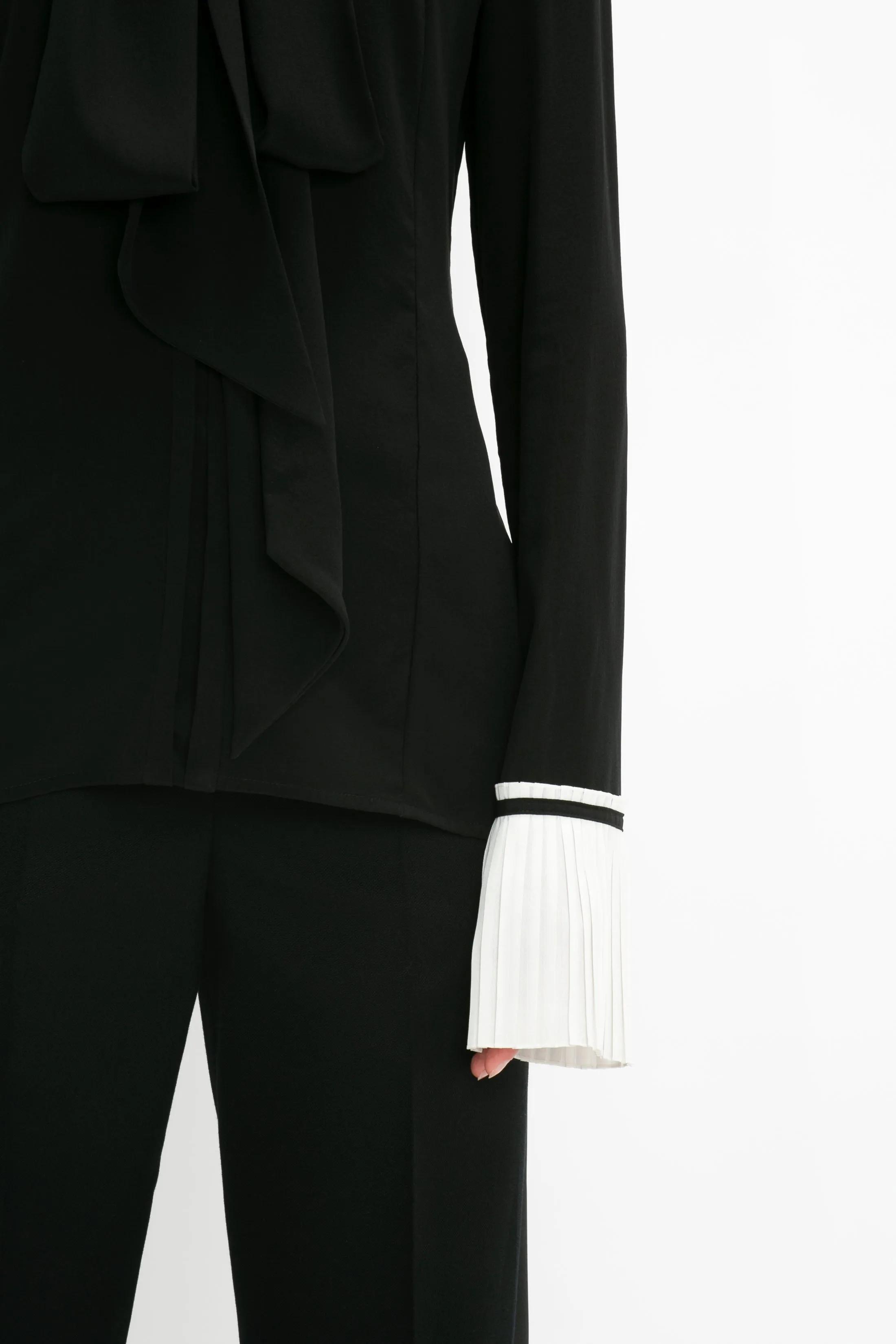 Pleat Cuff Blouse In Black sold by Victoria Beckham product image thumbnail 4