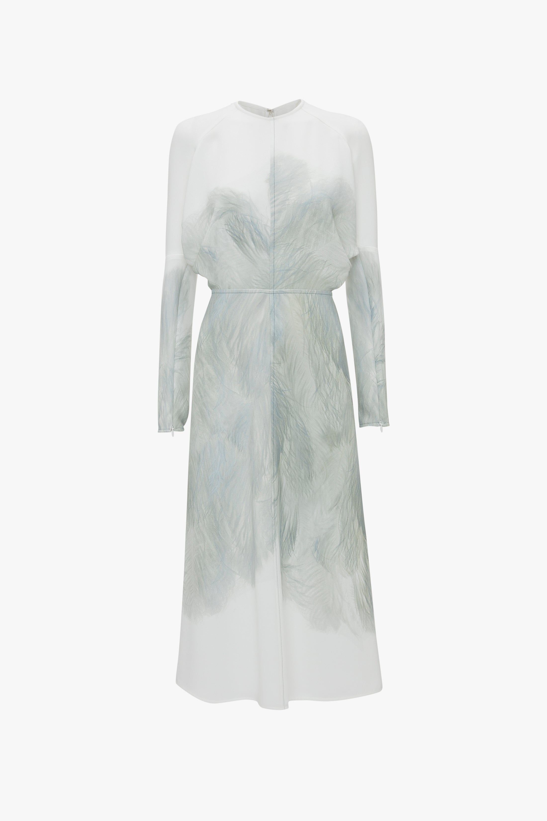Dolman Midi Dress In White Digital Feather Print sold by Victoria Beckham product image thumbnail 8