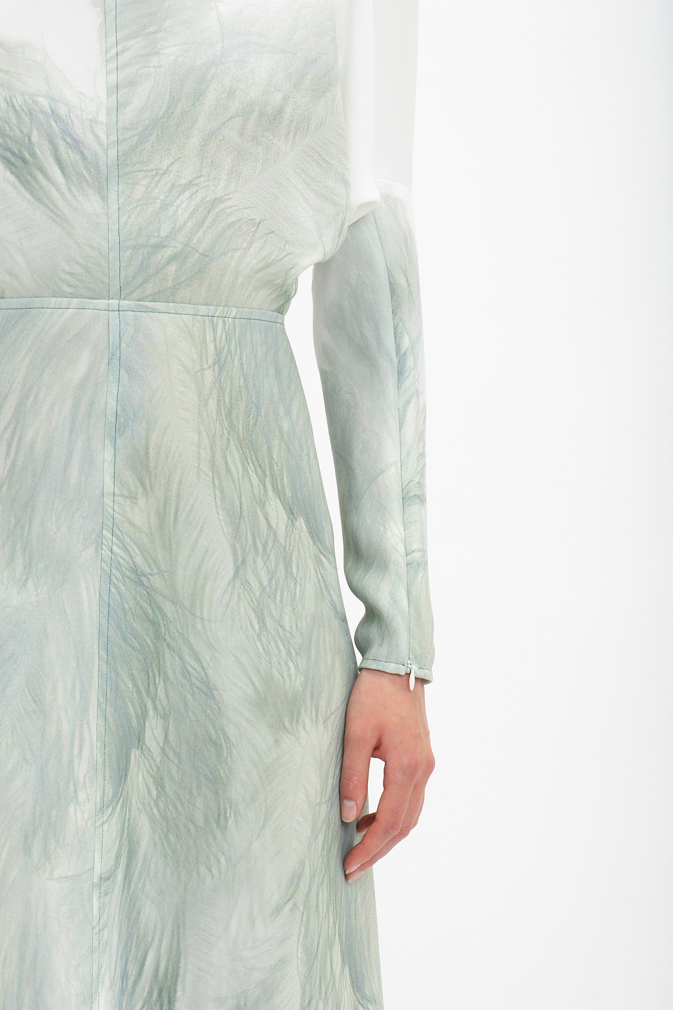 Dolman Midi Dress In White Digital Feather Print sold by Victoria Beckham product image thumbnail 6