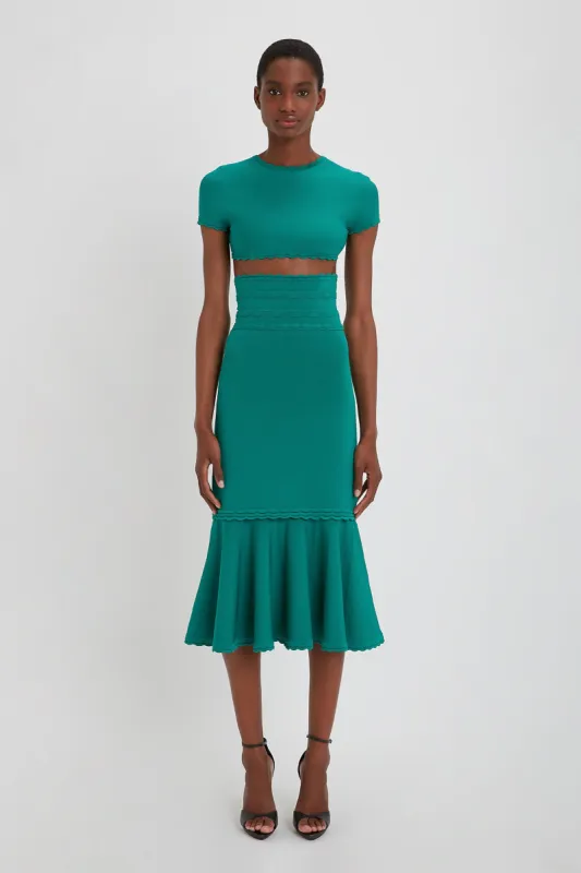 Cropped Short Sleeve Top In Teal sold by Victoria Beckham