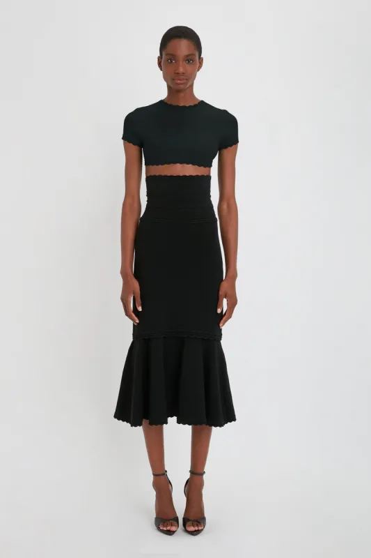 Cropped Short Sleeve Top In Black sold by Victoria Beckham