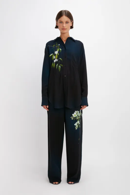 Pyjama Shirt In Navy Ombré & Floral sold by Victoria Beckham