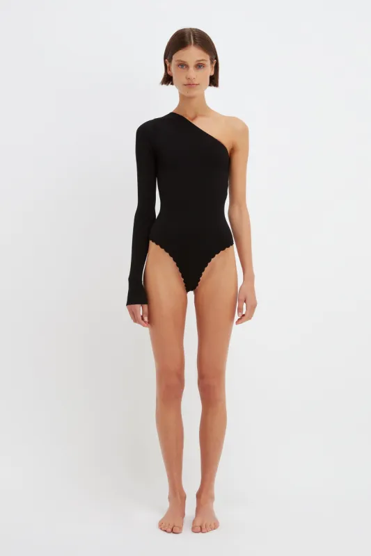 VB Body One Shoulder Bodysuit in Black sold by Victoria Beckham