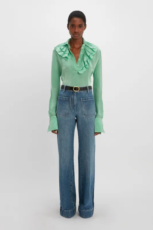 Ruffle Blouse In Mint Green sold by Victoria Beckham