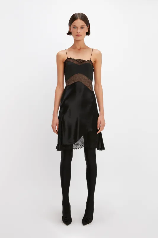 Lace Detail Cami Dress In Black sold by Victoria Beckham