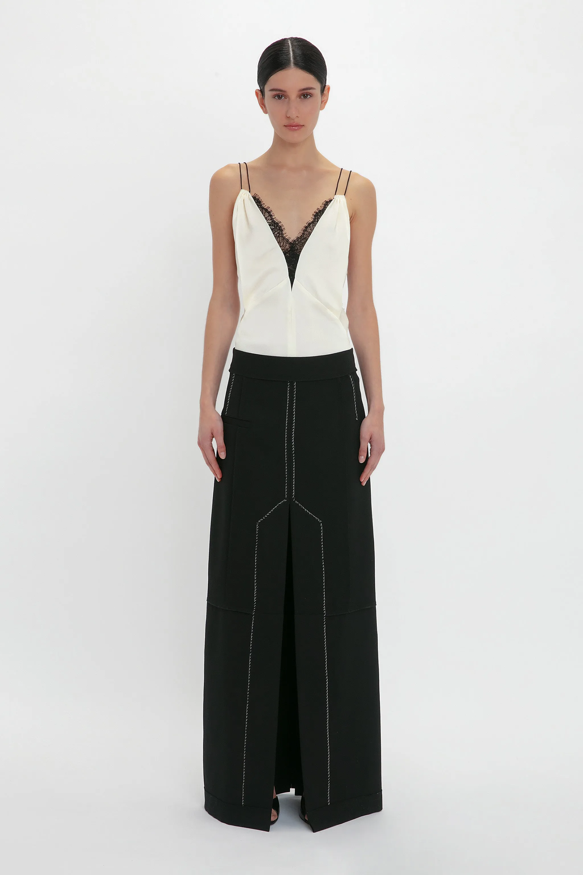 Lace Detail Cami Top In Ivory sold by Victoria Beckham