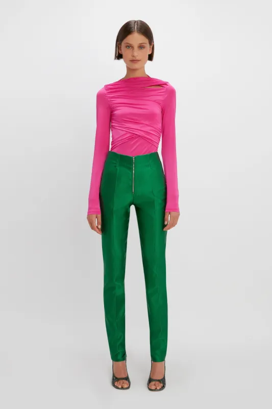 Long Sleeve Wrap Top In Fuchsia sold by Victoria Beckham