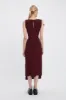 Deconstructed Gathered Waist Midi Dress In Port sold by Victoria Beckham