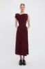 Deconstructed Gathered Waist Midi Dress In Port sold by Victoria Beckham