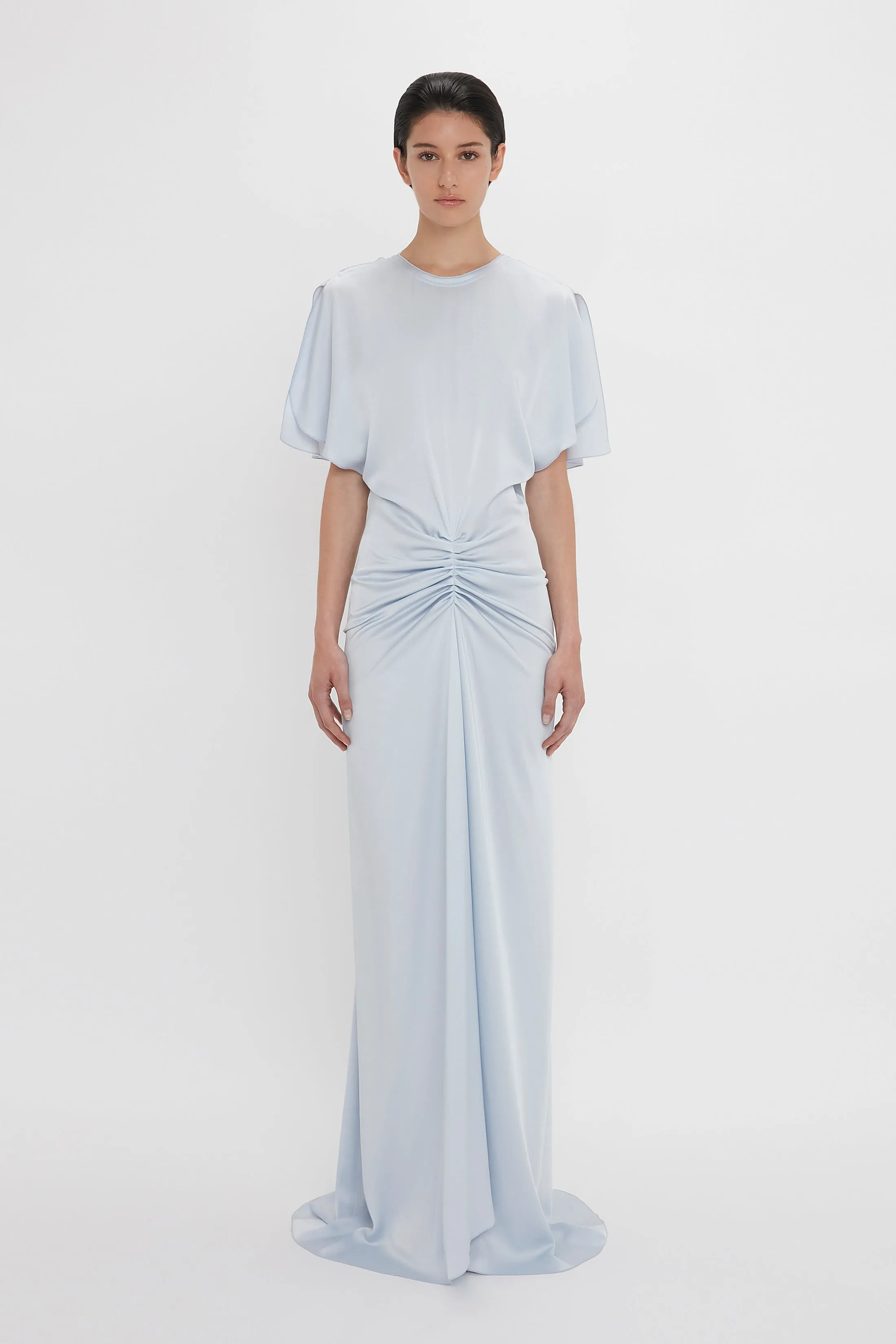 Exclusive Floor-Length Gathered Dress In Ice sold by Victoria Beckham