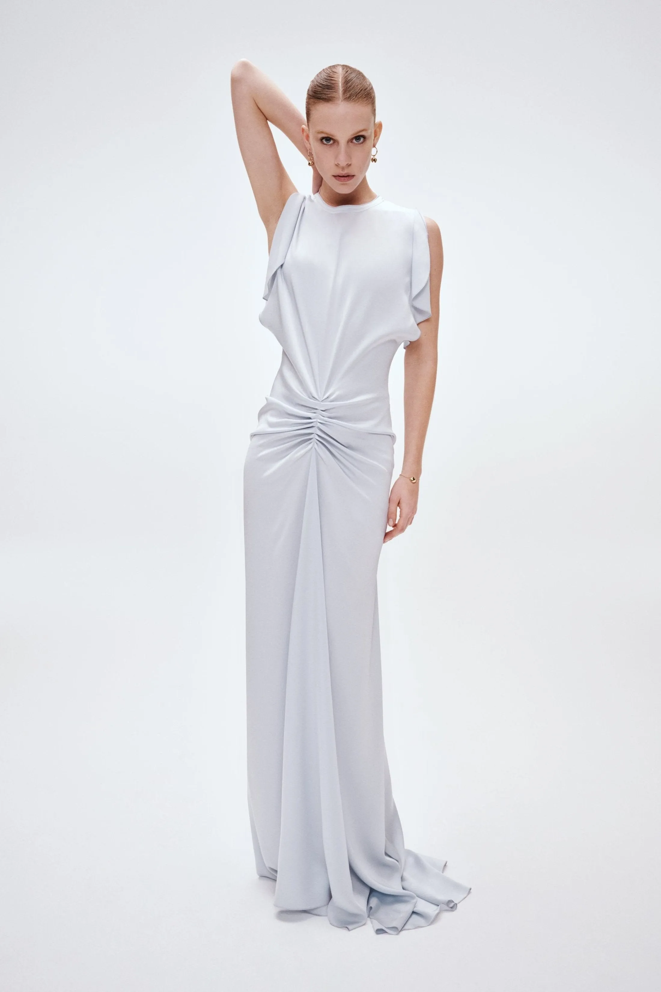 Exclusive Floor-Length Gathered Dress In Ice sold by Victoria Beckham product image thumbnail 4