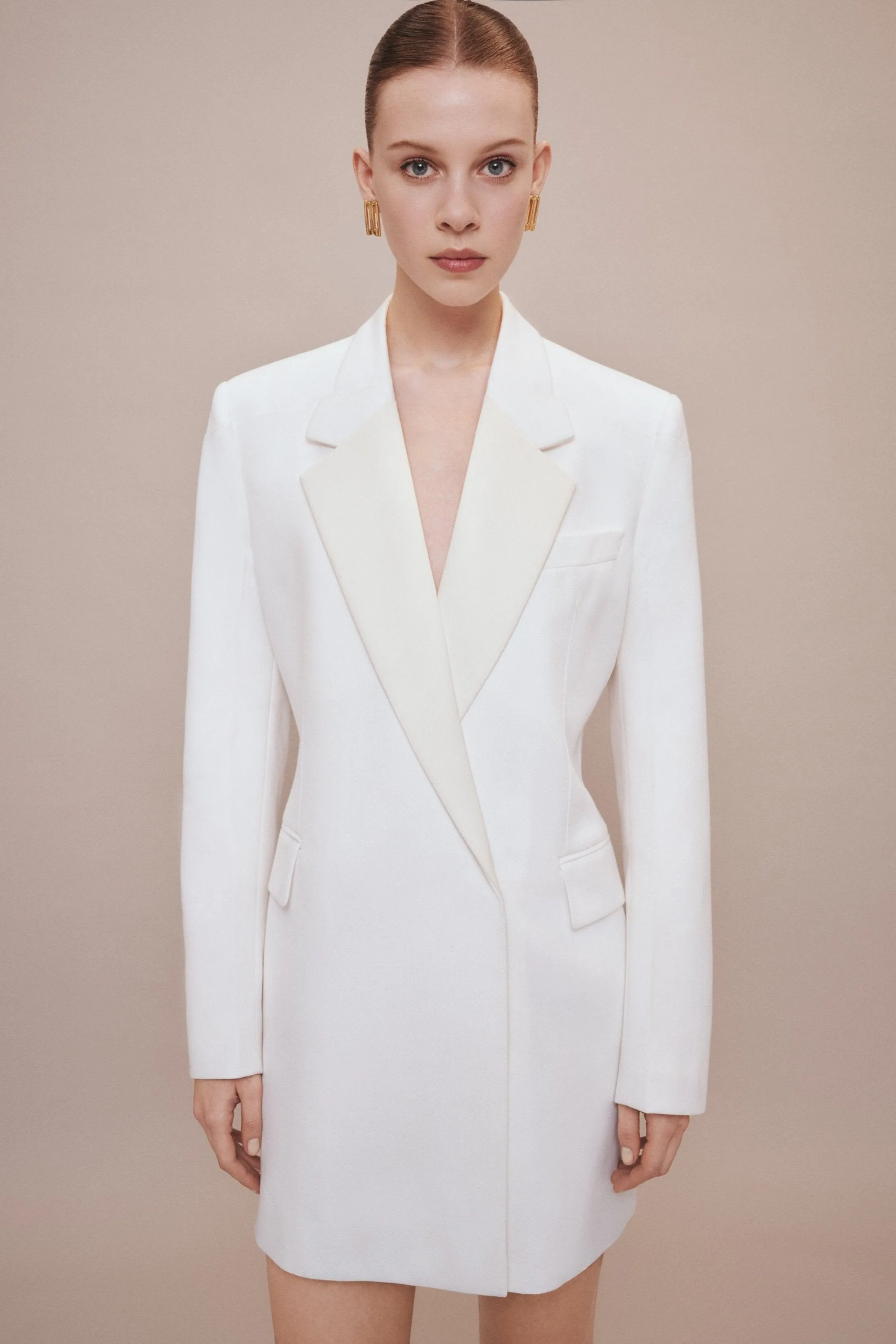 Fold Shoulder Detail Dress In Ivory sold by Victoria Beckham product image thumbnail 4