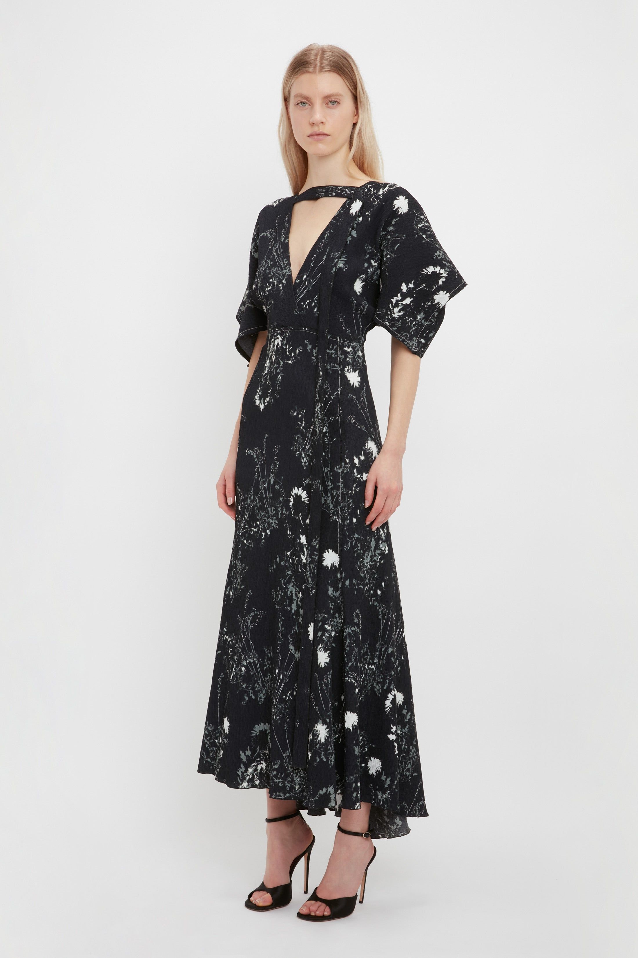 Kimono Sleeve Printed Dress In Black sold by Victoria Beckham product image thumbnail 2
