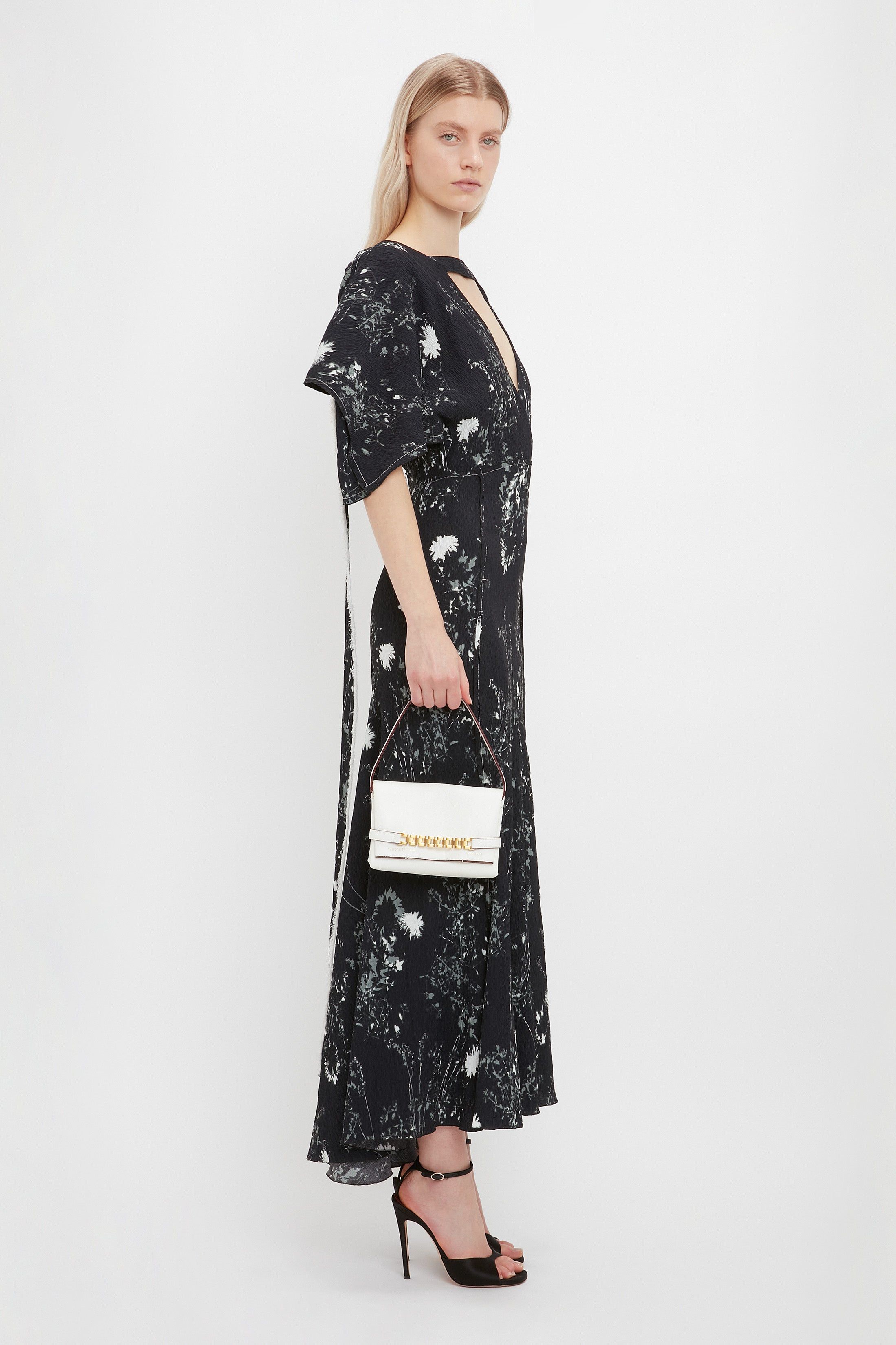 Kimono Sleeve Printed Dress In Black sold by Victoria Beckham product image thumbnail 4