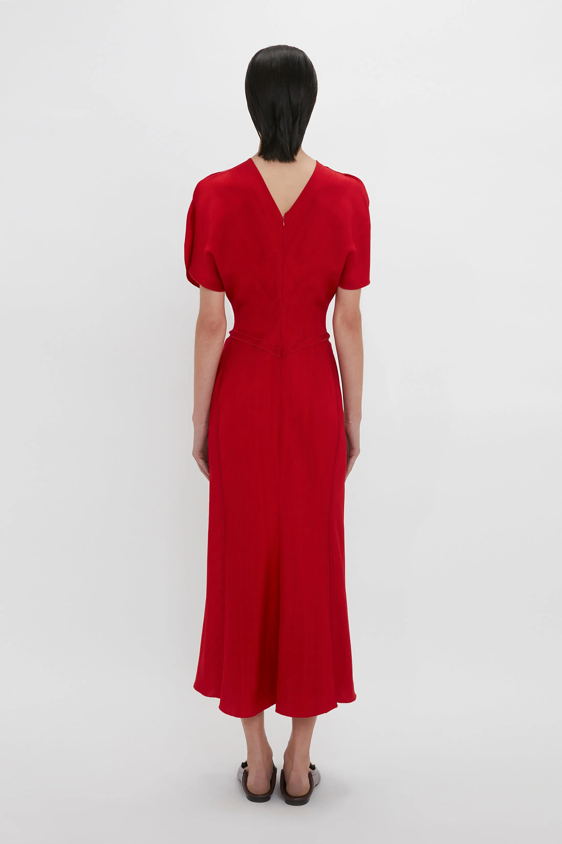 Gathered Waist Midi Dress In Carmine sold by Victoria Beckham product image thumbnail 3