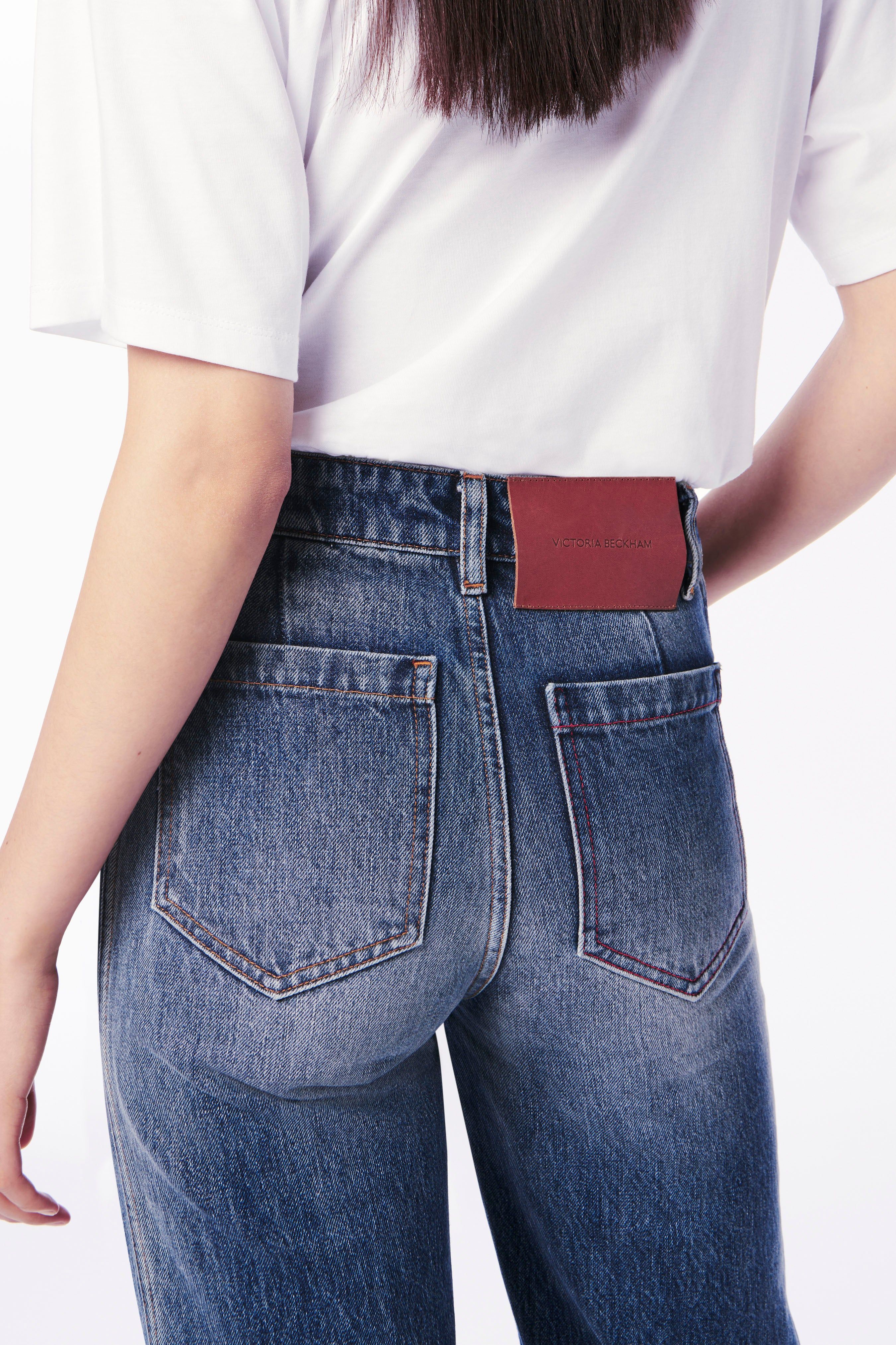 Alina High Waisted Patch Pocket Jean In Faded Blue Wash sold by Victoria Beckham product image thumbnail 4