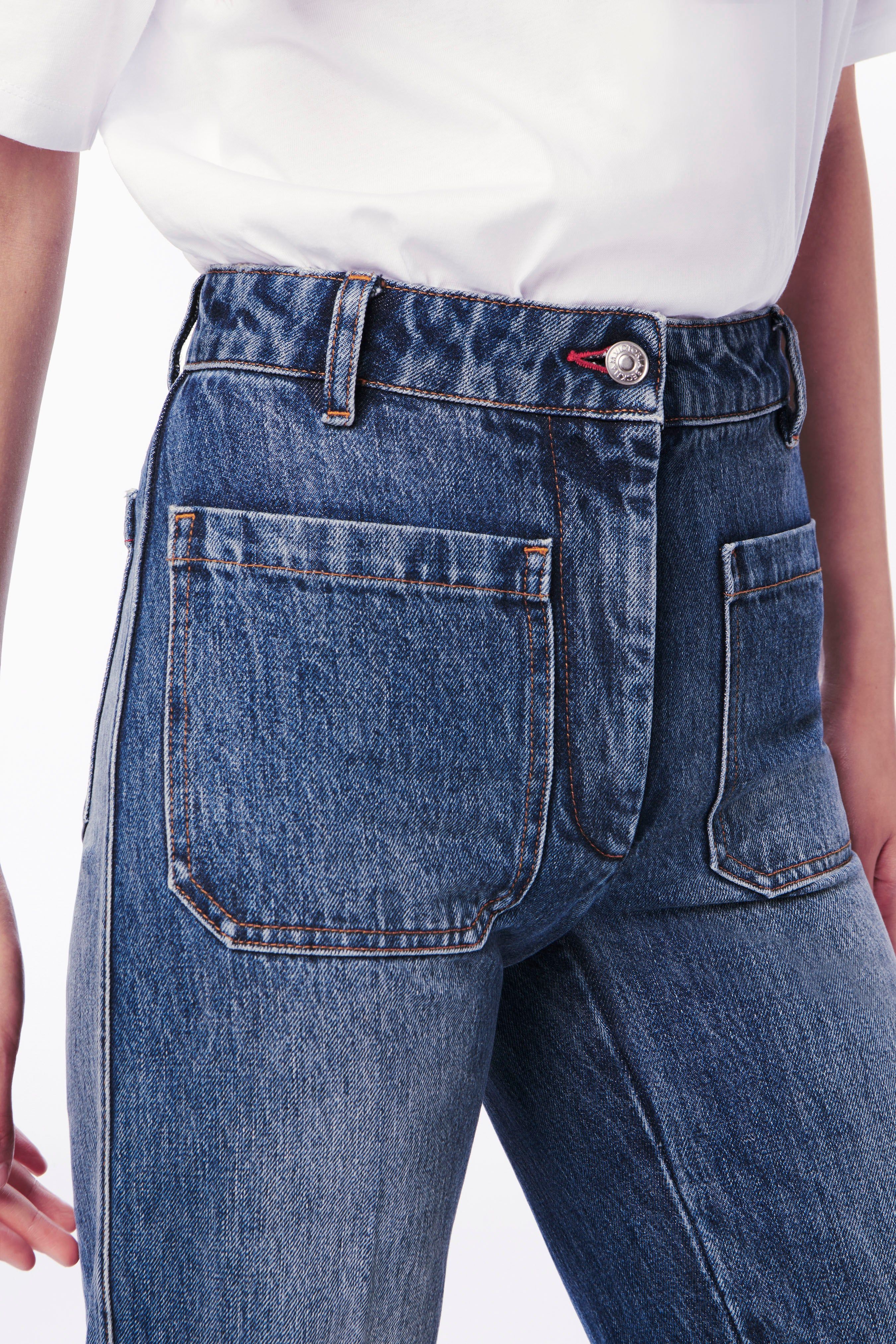 Alina High Waisted Patch Pocket Jean In Faded Blue Wash sold by Victoria Beckham product image thumbnail 3