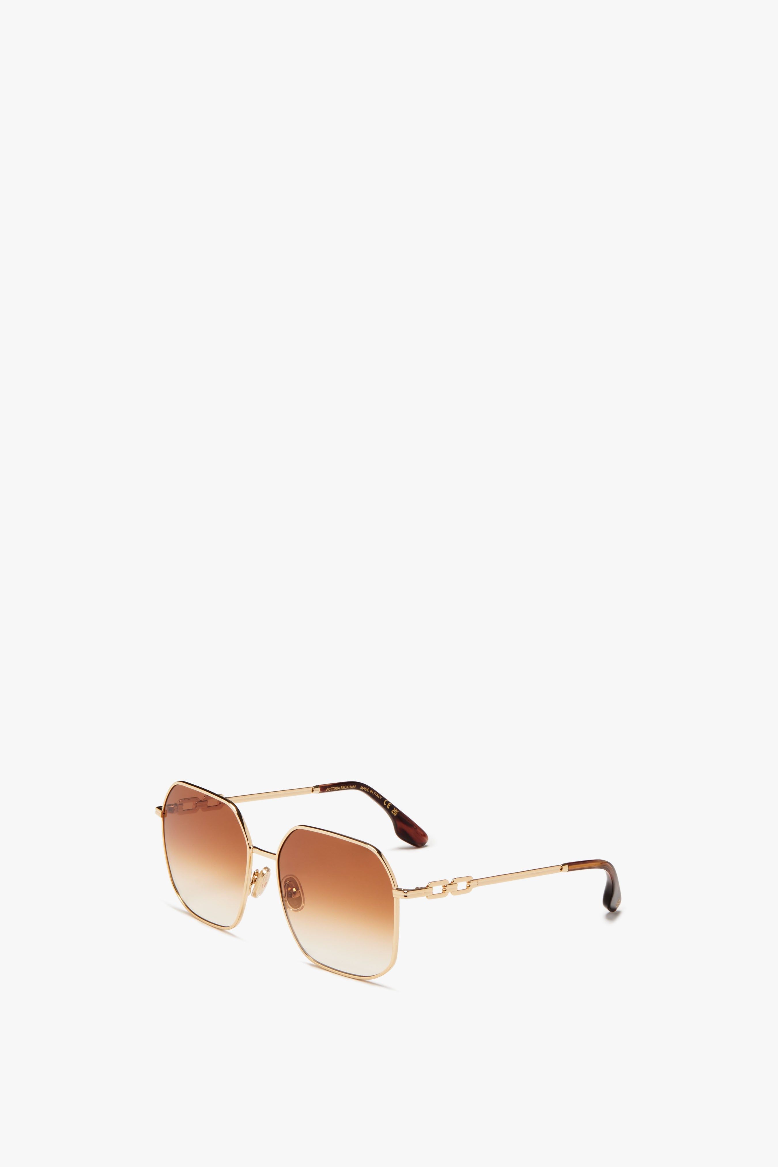 Chain Frame Sunglasses In Gold-Honey sold by Victoria Beckham product image thumbnail 3