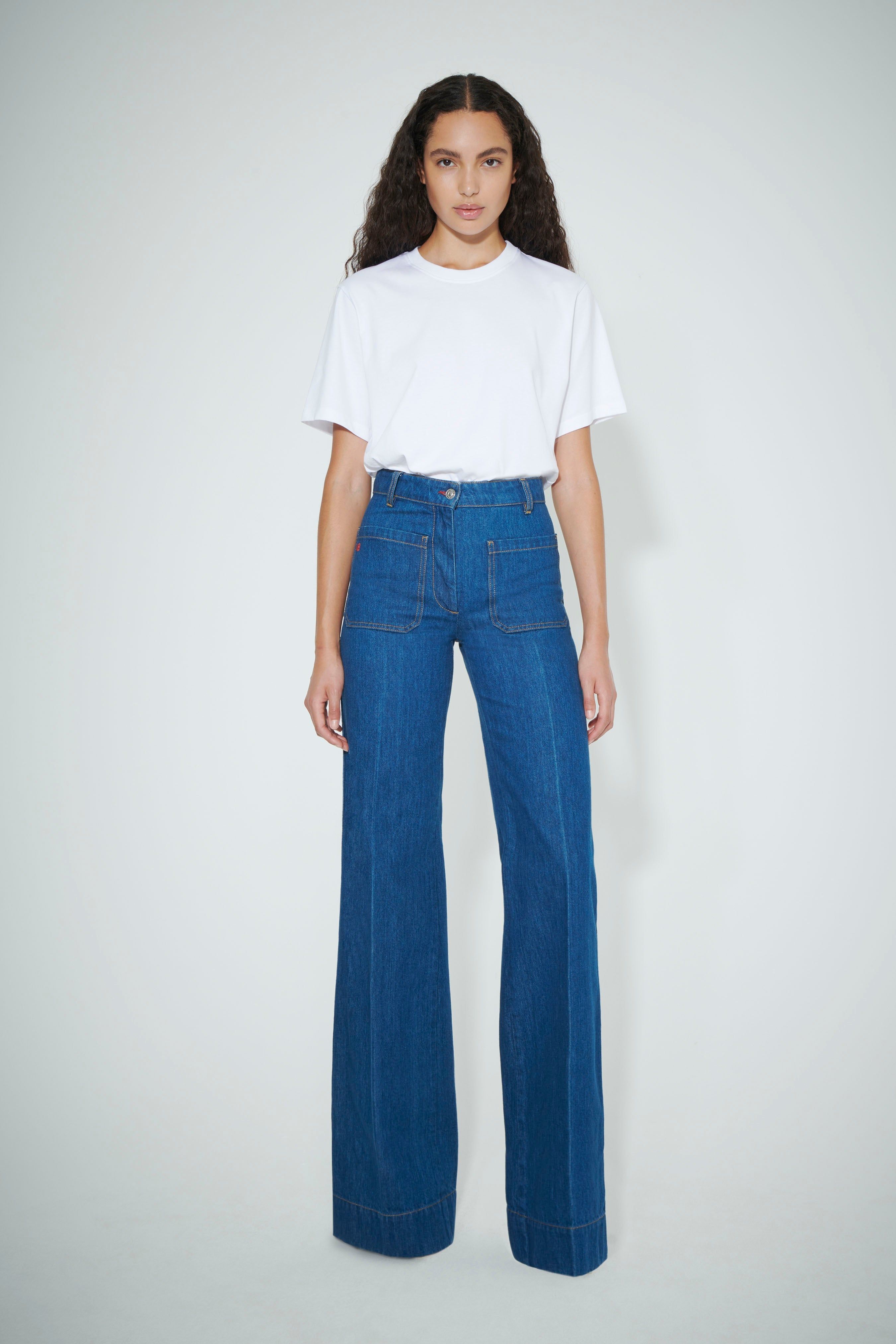 Alina High Waisted Jean In Dark Blue Wash sold by Victoria Beckham