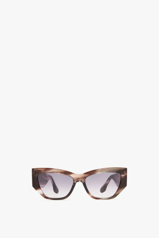 Sculptural Frame Sunglasses In Striped Grey sold by Victoria Beckham