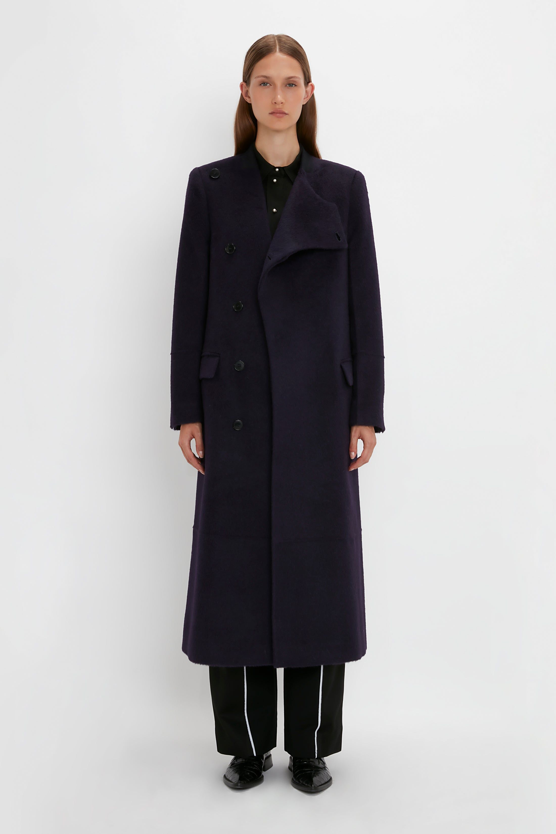 Wrap Front Coat In Blackberry sold by Victoria Beckham