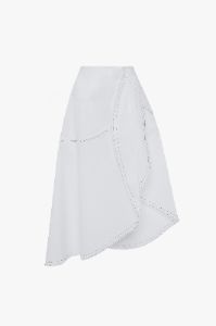 Stretch Cotton Structured Circle Skirt In White sold by Victoria Beckham