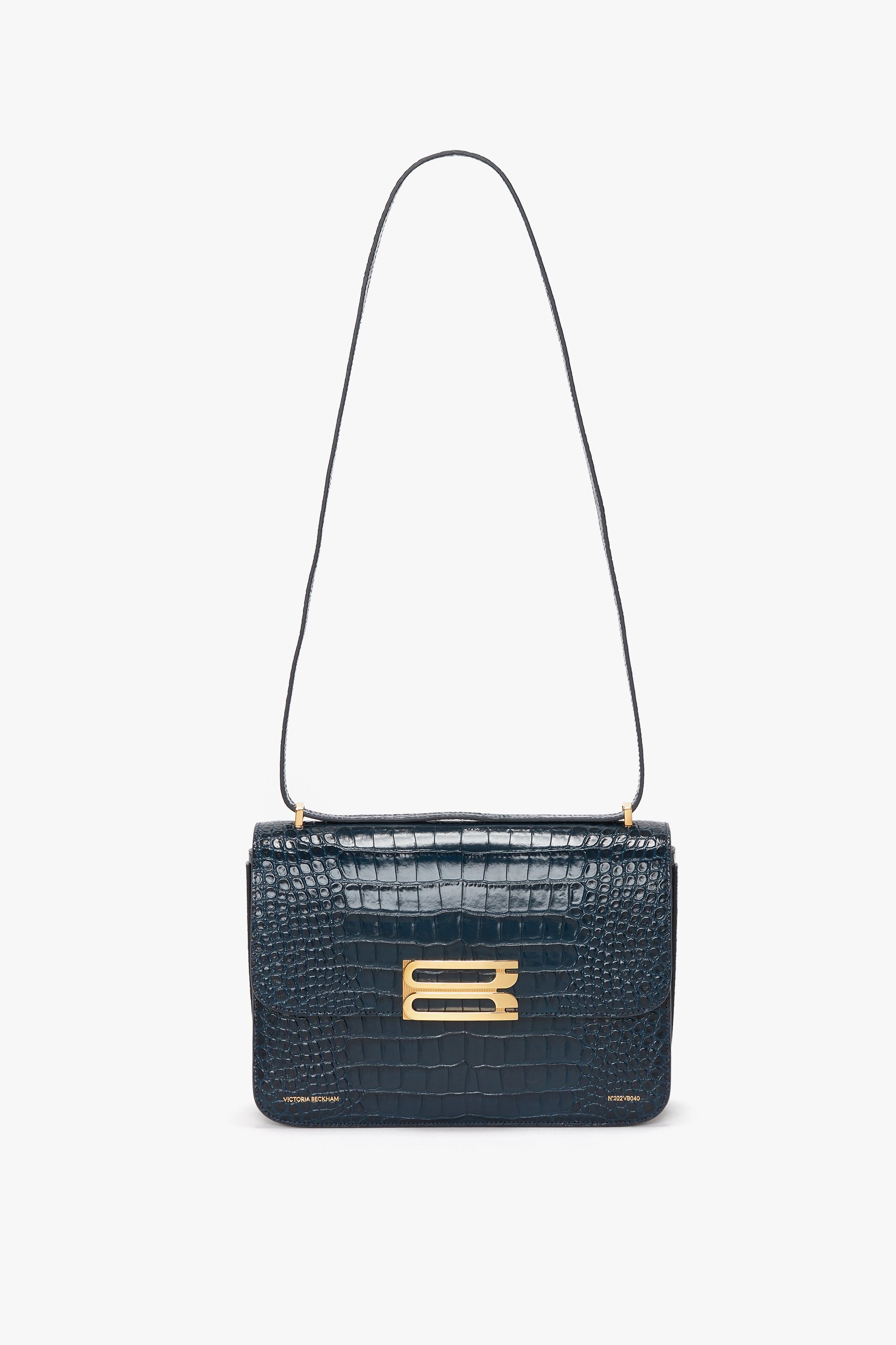 Jumbo Frame Bag in Midnight Blue Croc-Effect Leather sold by Victoria Beckham