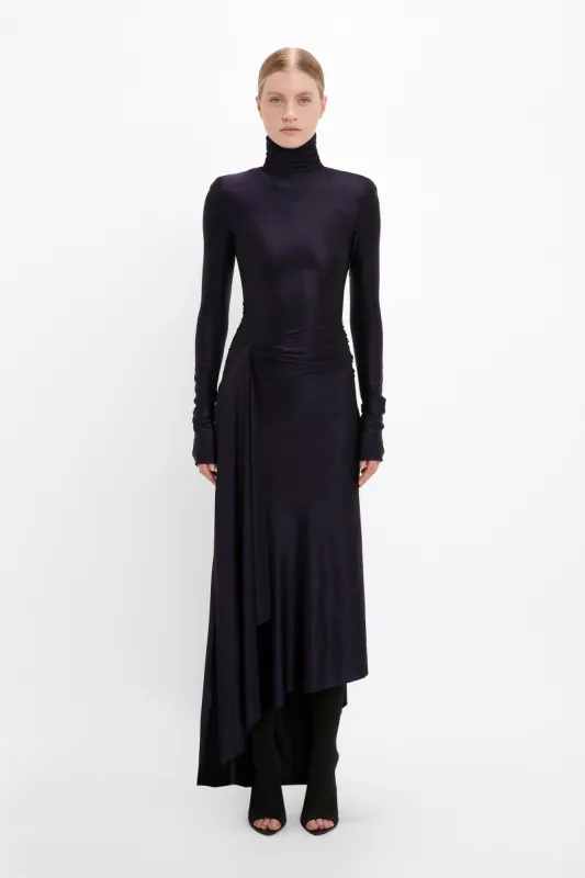 Long Sleeve High Neck Jersey Dress In Blackberry sold by Victoria Beckham