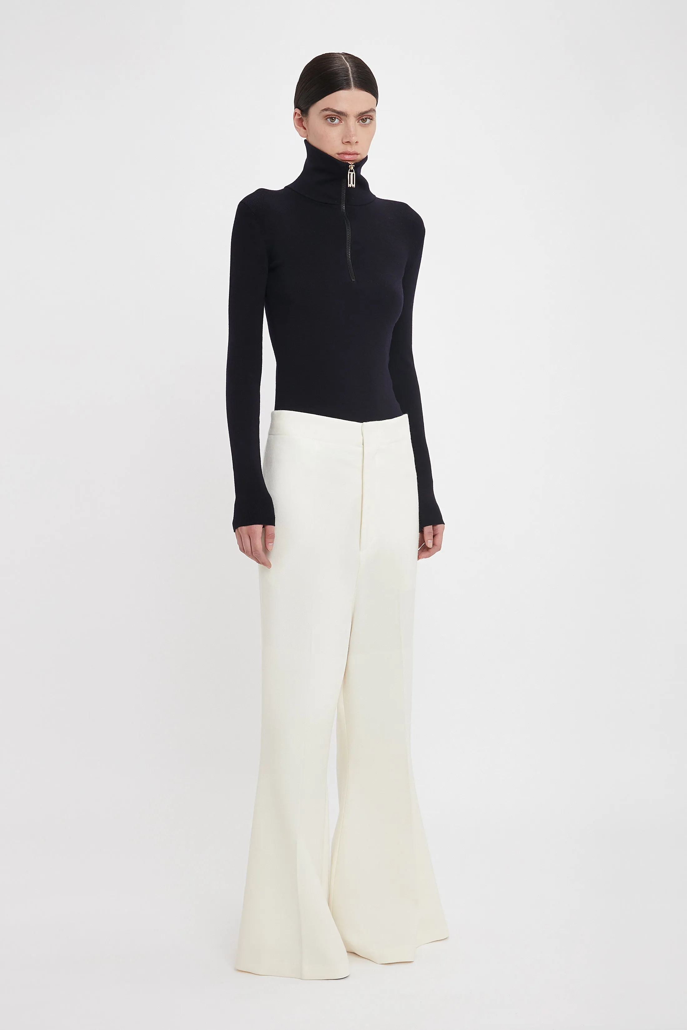 Low Rise Wide Leg Kick Trouser In Ivory sold by Victoria Beckham product image thumbnail 2