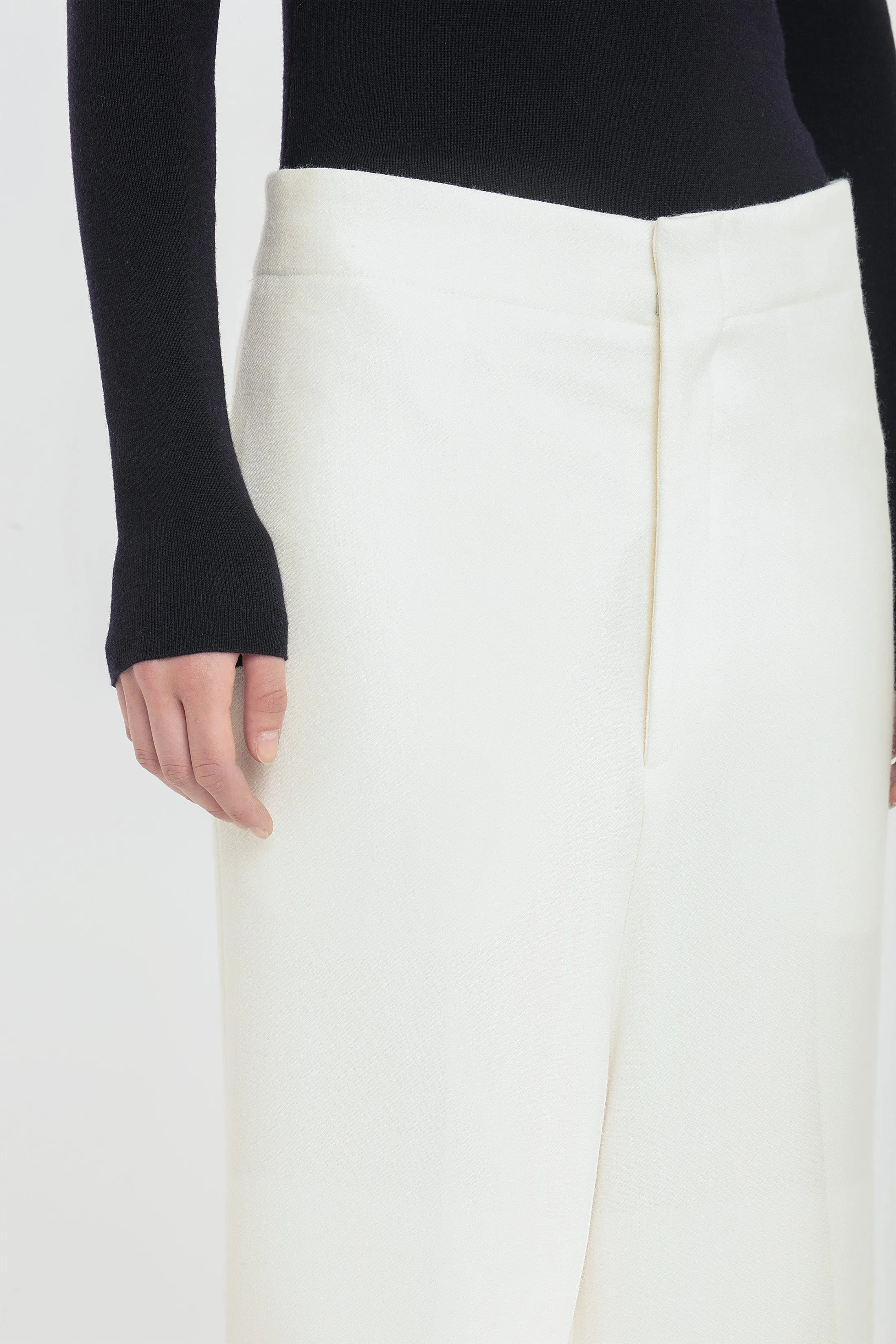 Low Rise Wide Leg Kick Trouser In Ivory sold by Victoria Beckham product image thumbnail 4