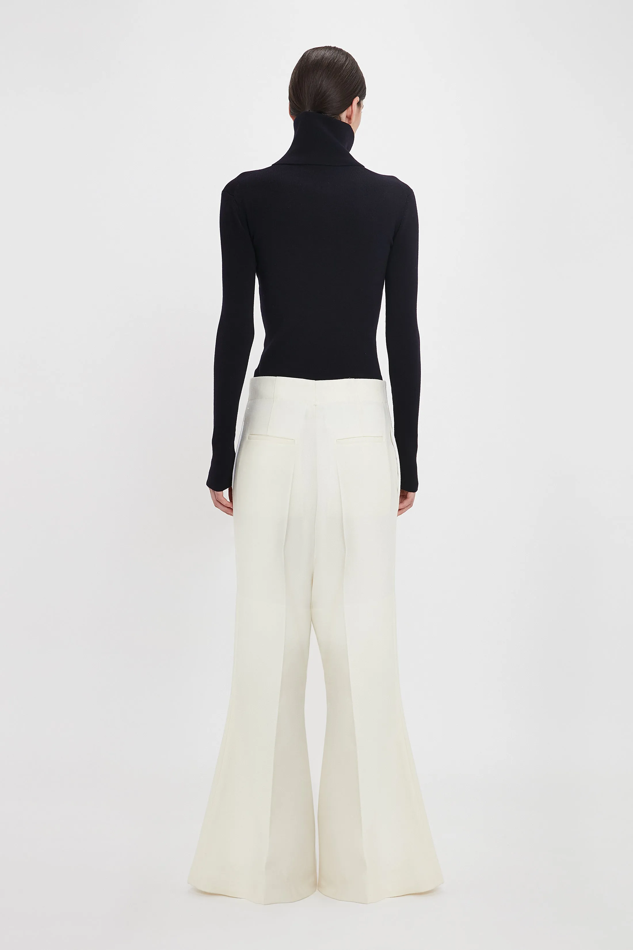 Low Rise Wide Leg Kick Trouser In Ivory sold by Victoria Beckham product image thumbnail 3