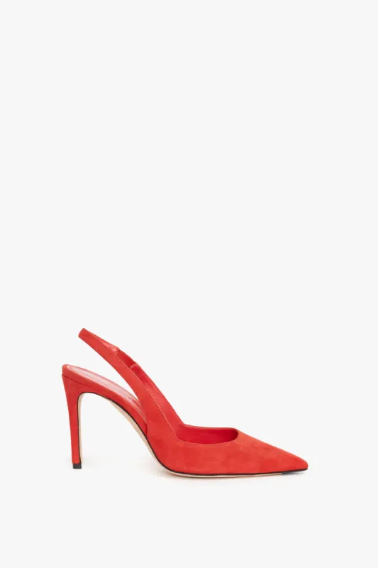 V Cut Slingback Pump In Orange Suede sold by Victoria Beckham
